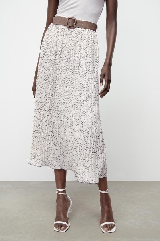Zara Belted Pleated Skirt