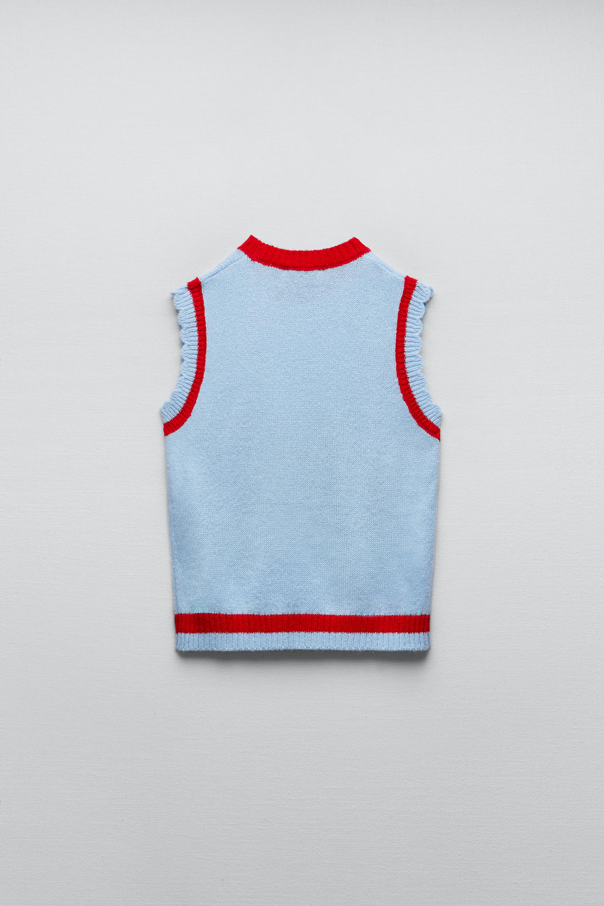 Zara EMBROIDERED KNIT VEST 197528829400