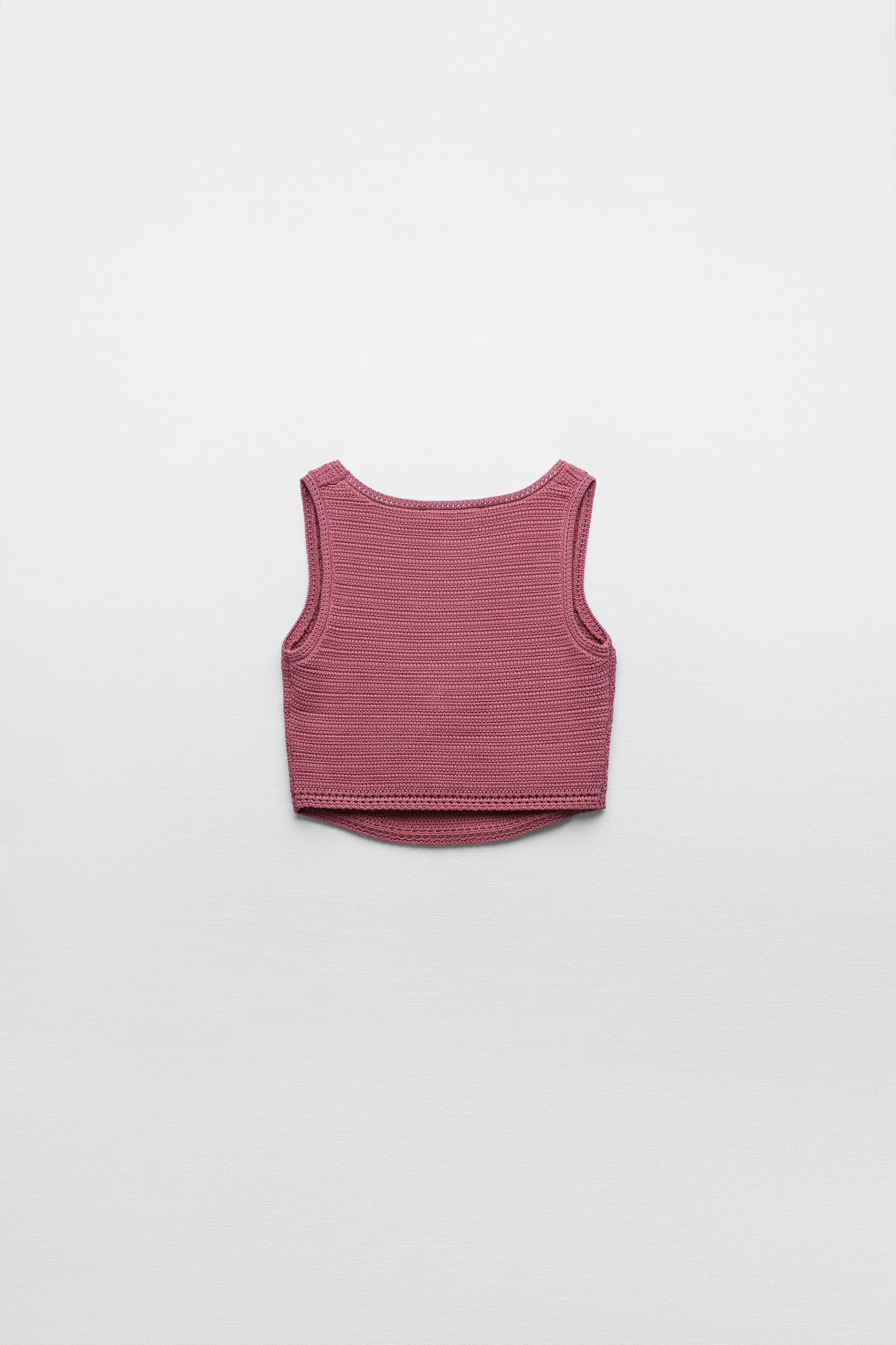 Zara CROCHET KNIT CROP TANK 184470585622