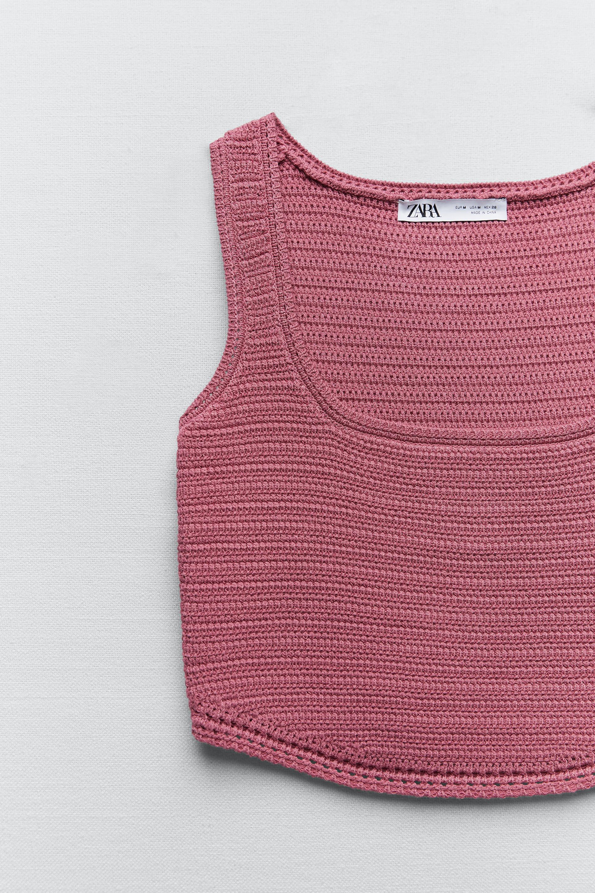 Zara CROCHET KNIT CROP TANK 184470585622