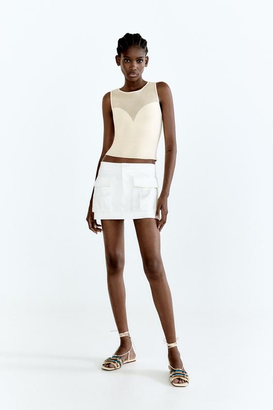 Zara COMBINATION KNIT TOP 192597614712