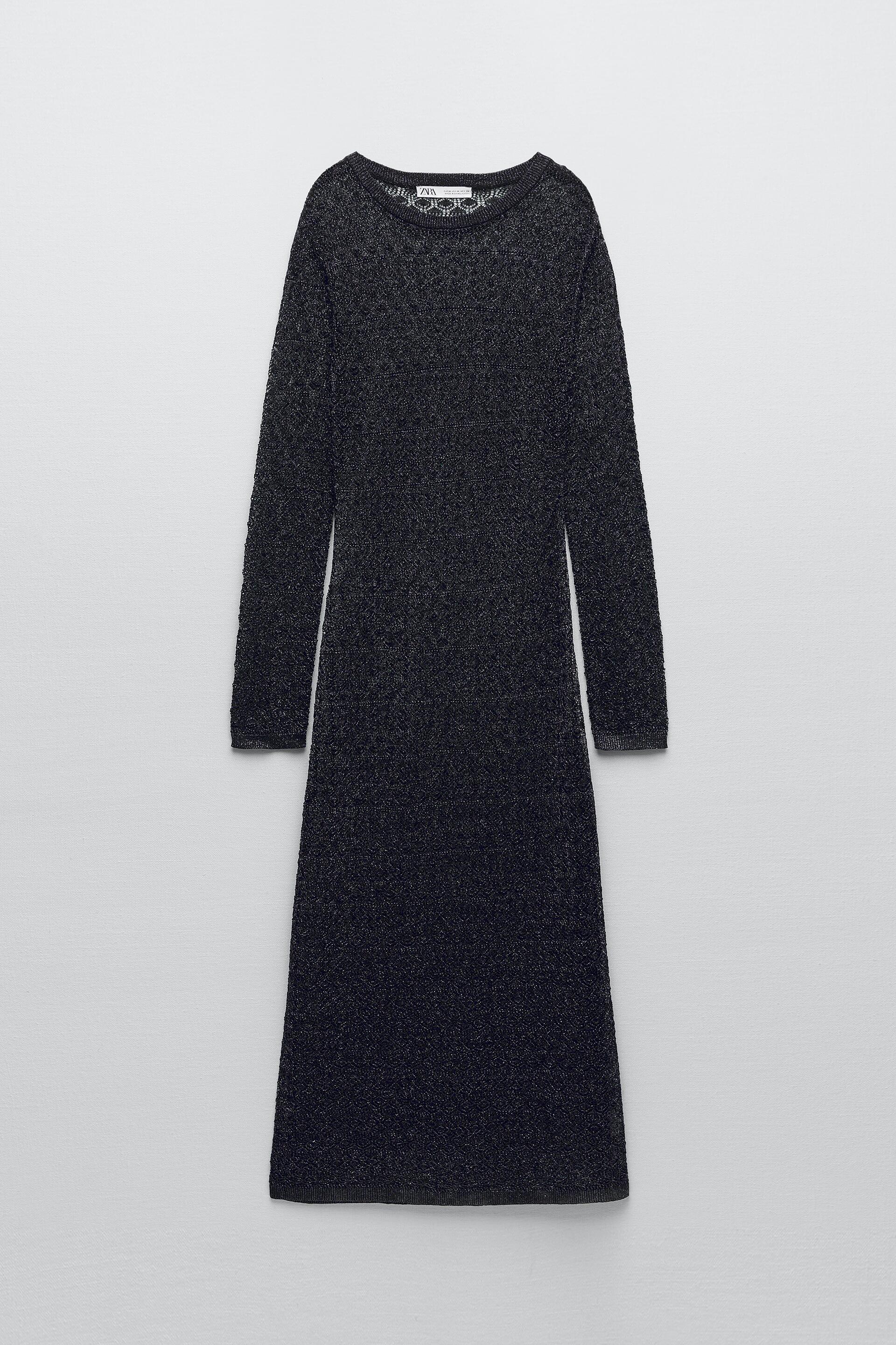 Zara POINTELLE KNIT DRESS WITH METALLIC THREAD 183715155407