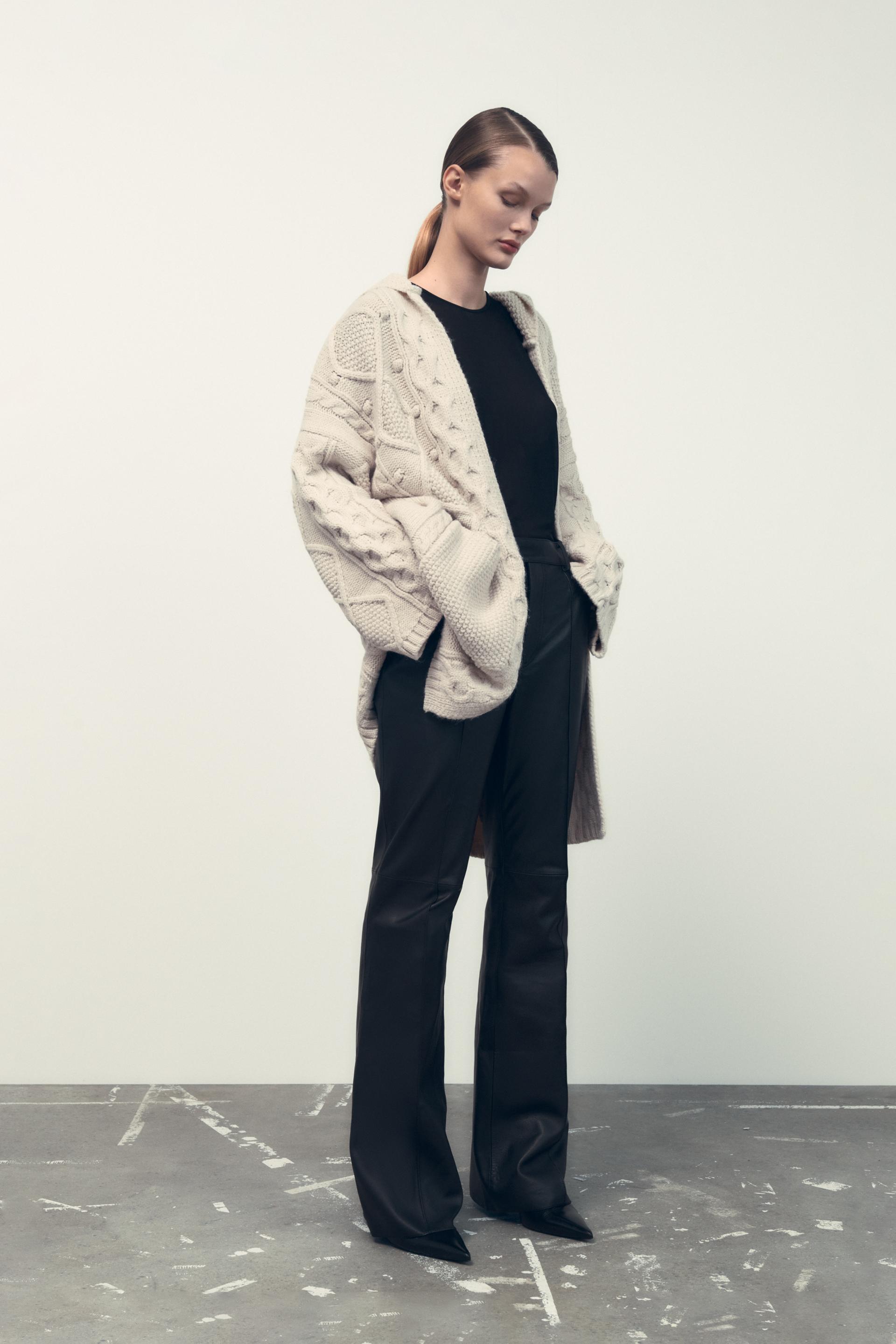 Zara HOODED KNIT CARDIGAN 2023257257129
