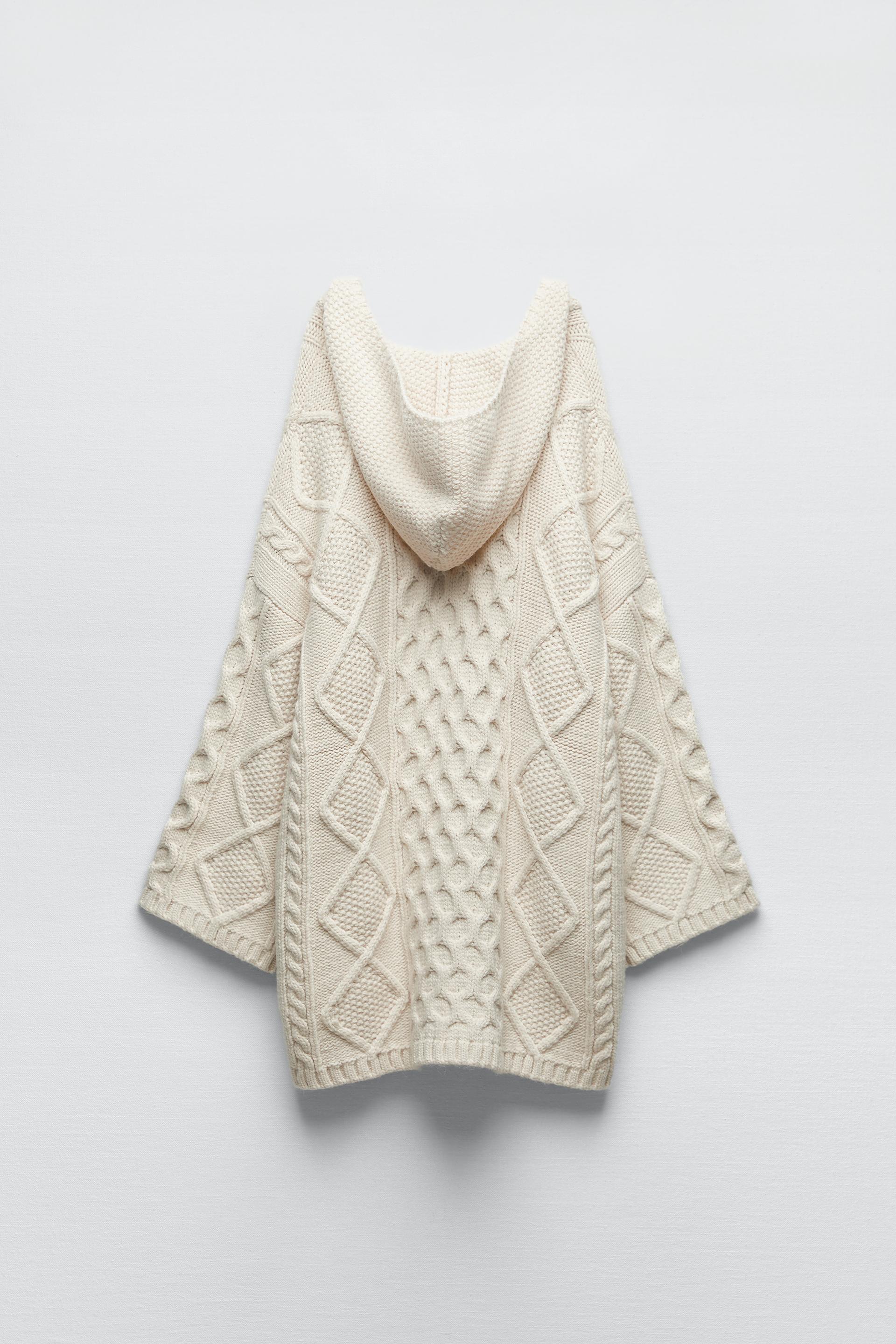 Zara HOODED KNIT CARDIGAN 2023257257129