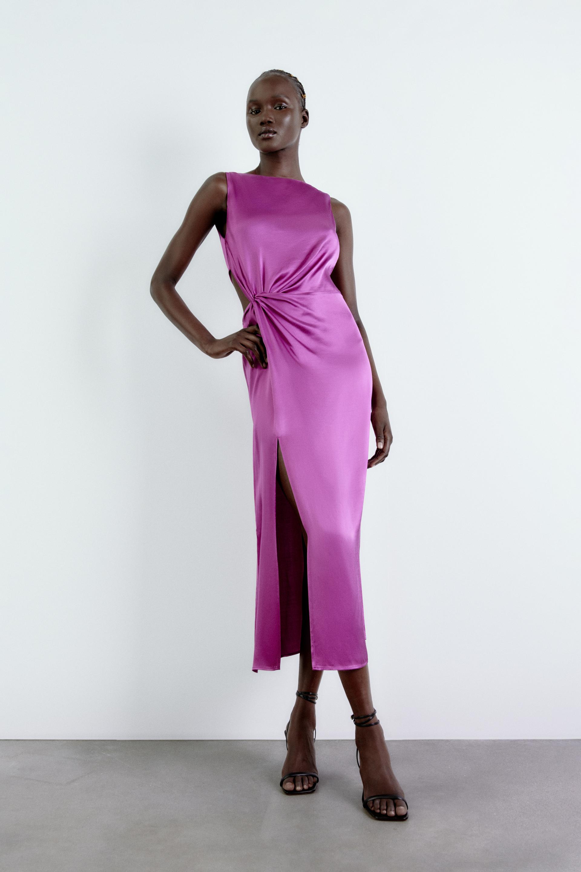 zara purple satin midi dress Midi Slip Dress Zara Purple Satin Midi Dress Silk Slip Dress In Purple Vince Mytheresa