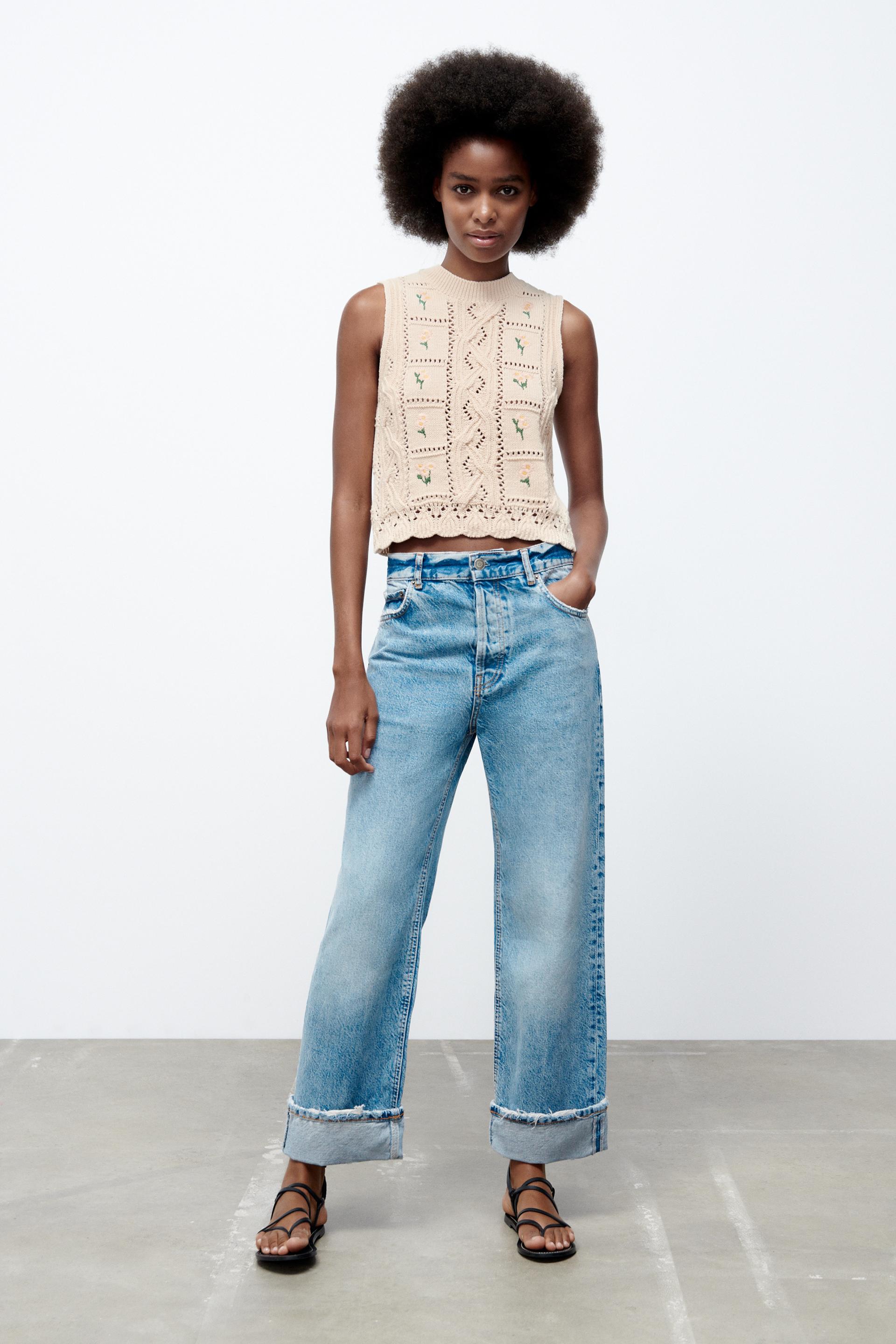 Zara EMBROIDERED FLORAL KNIT VEST 183950643711