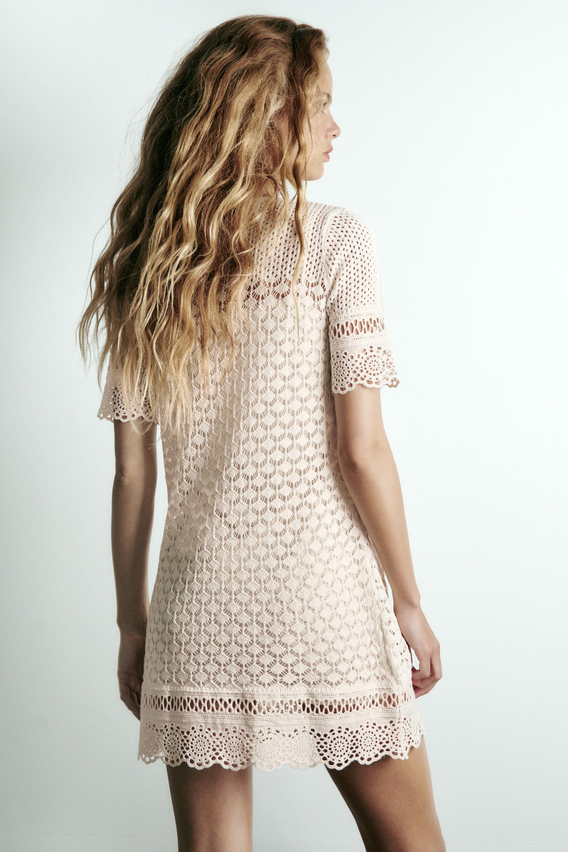 Zara POINTELLE KNIT DRESS 223692241712