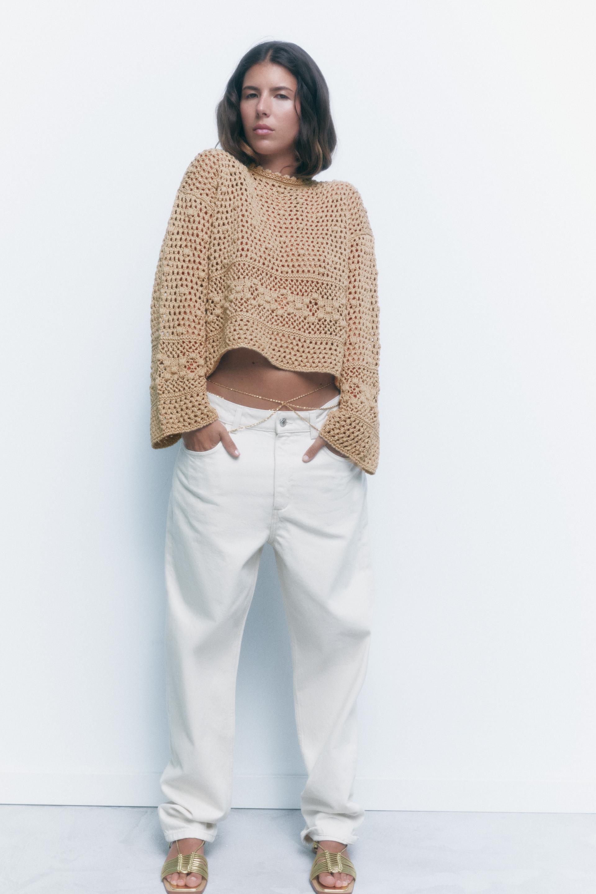 Zara CROCHET KNIT SWEATER 183432816704