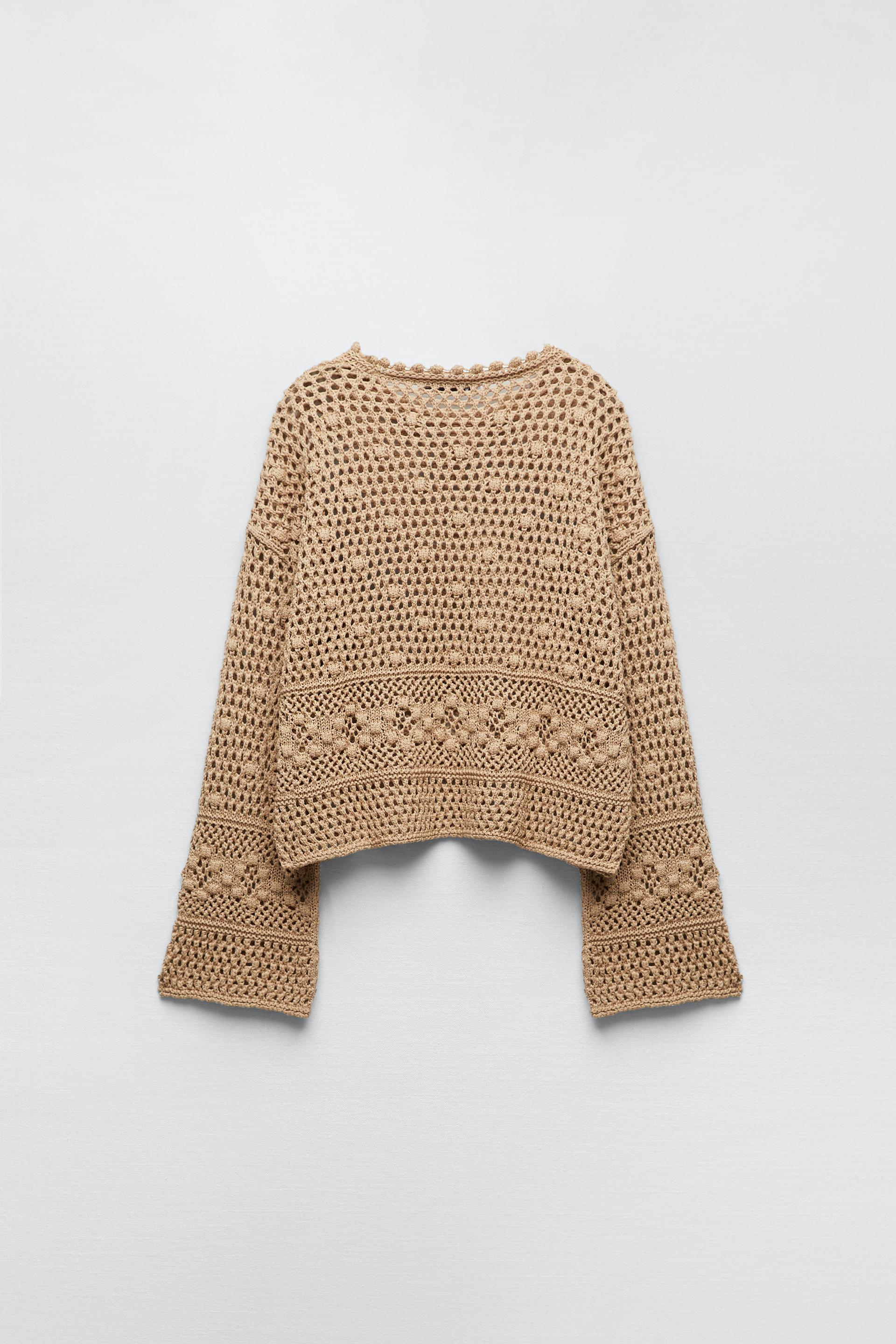 Zara CROCHET KNIT SWEATER 183432816704