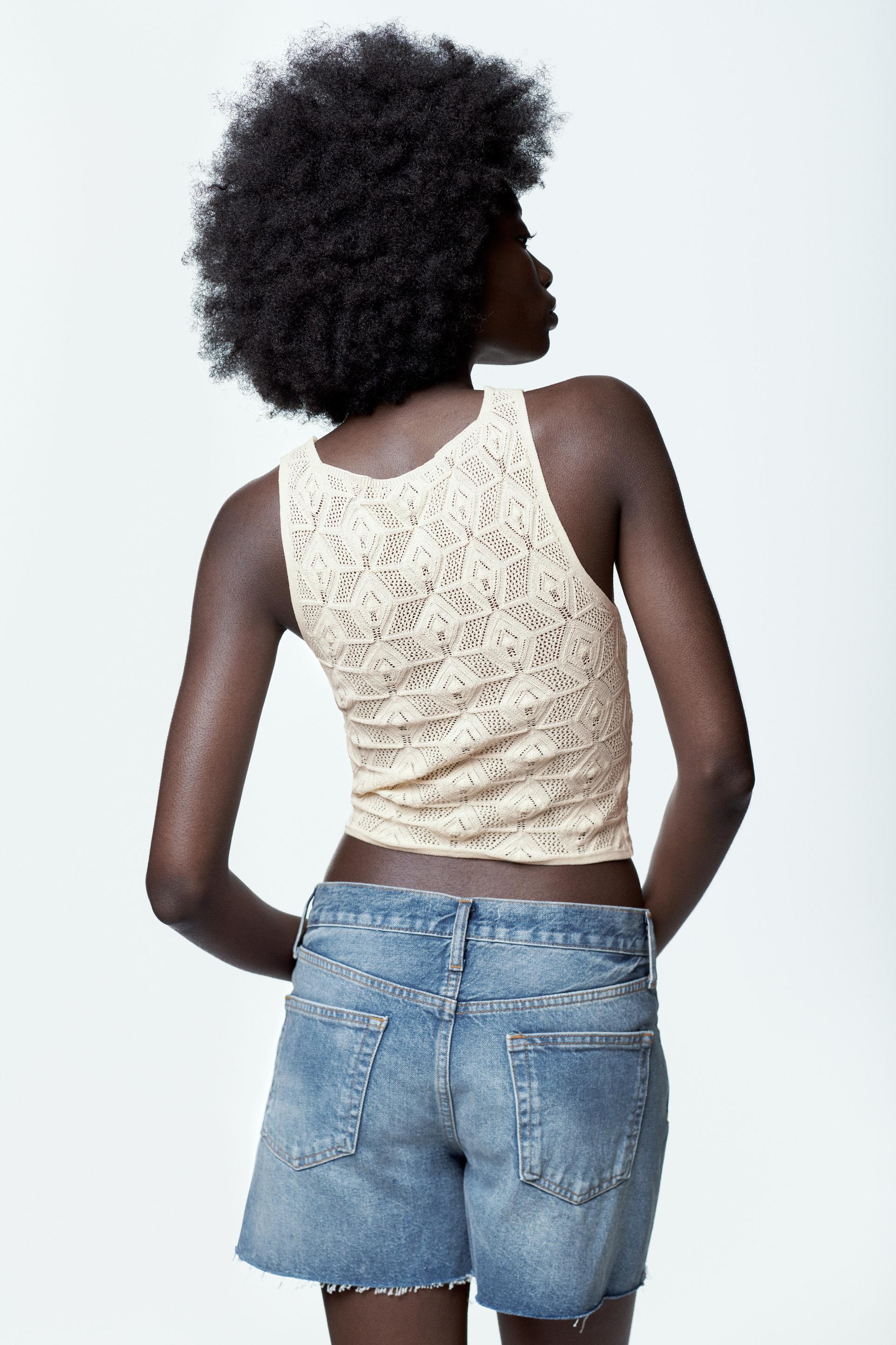 Zara POINTELLEKNIT TOP 184088057712