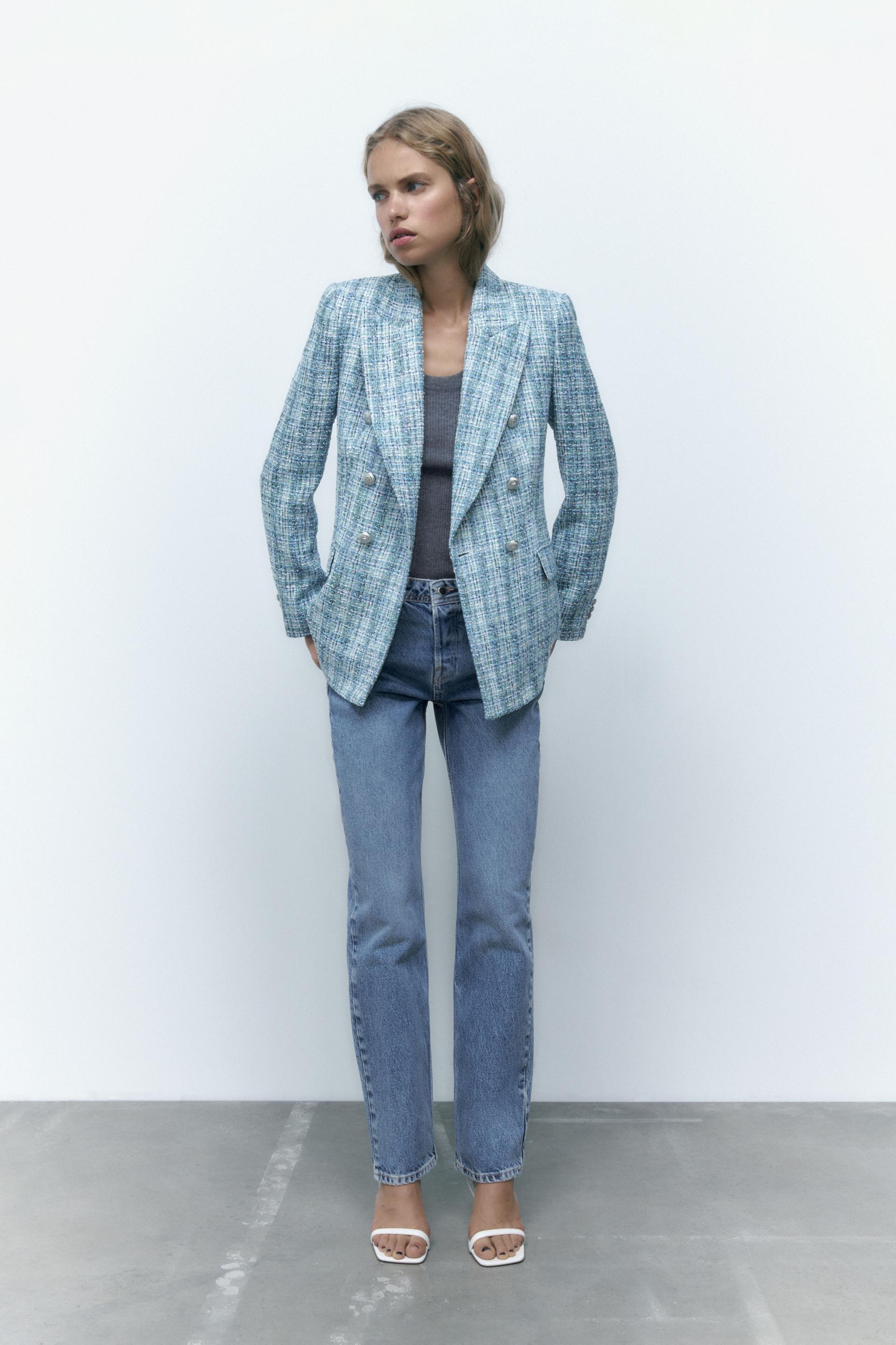 textured double breasted blazer zara