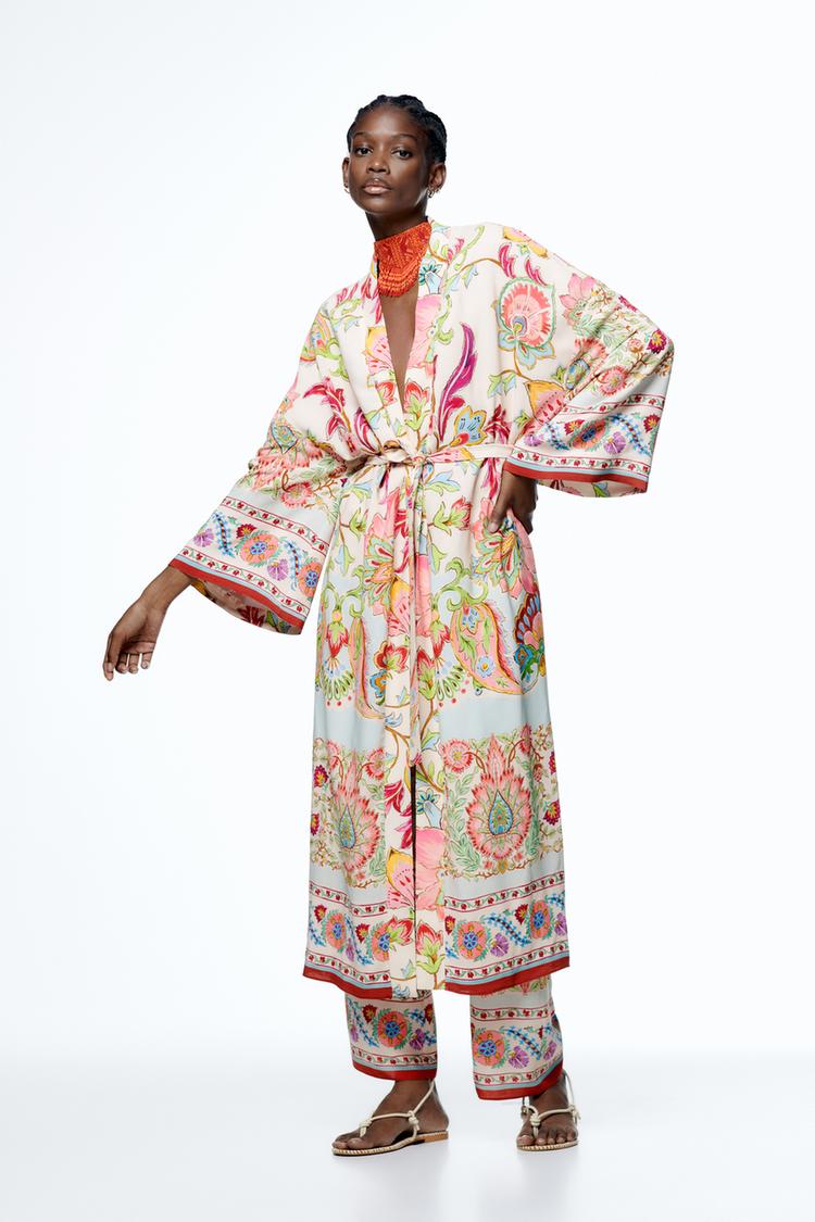 PRINTED KIMONO WITH BELT