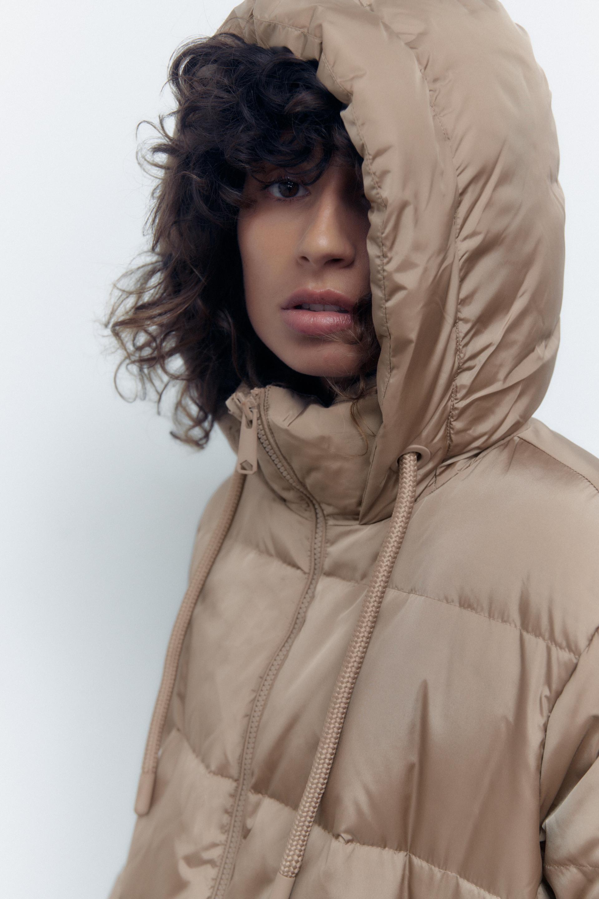 Zara Black Hooded Puffer Jacket