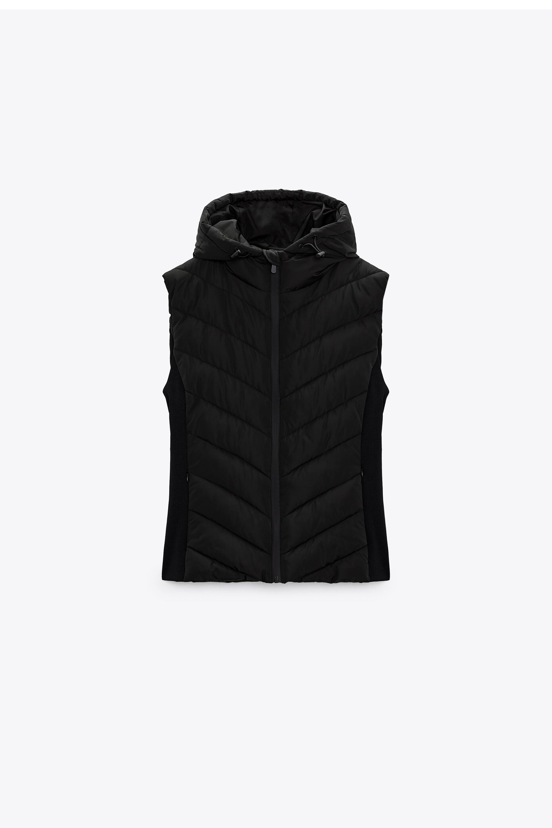 Zara FITTED HOODED PUFFER VEST - 177657374-800-