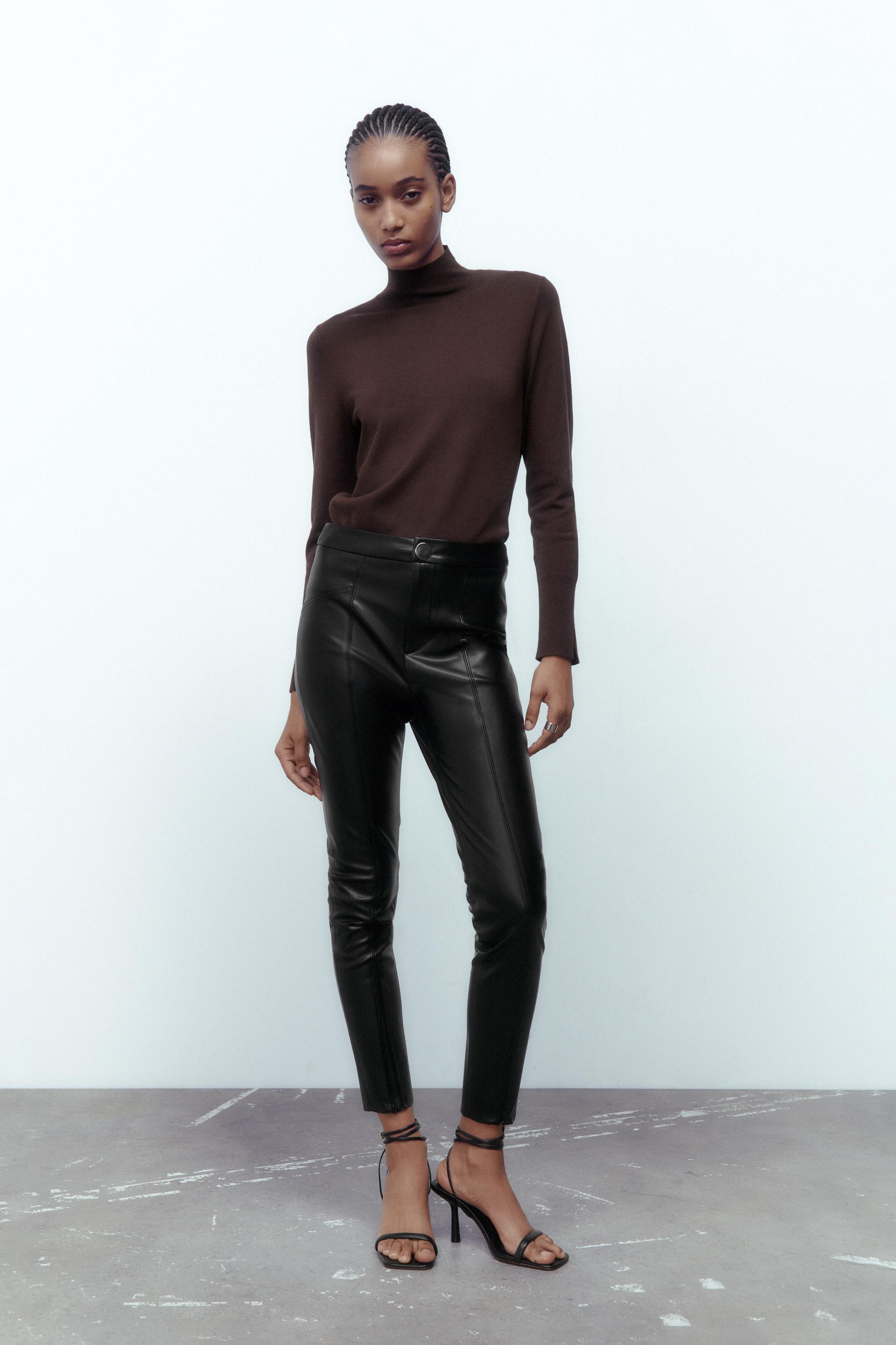 leggings with zip zara