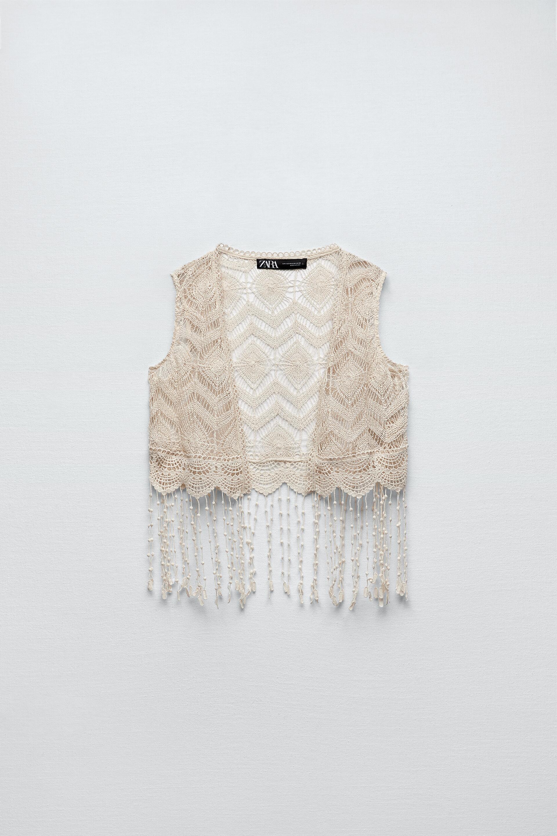 Zara FRINGED CROCHET VEST 197111760052