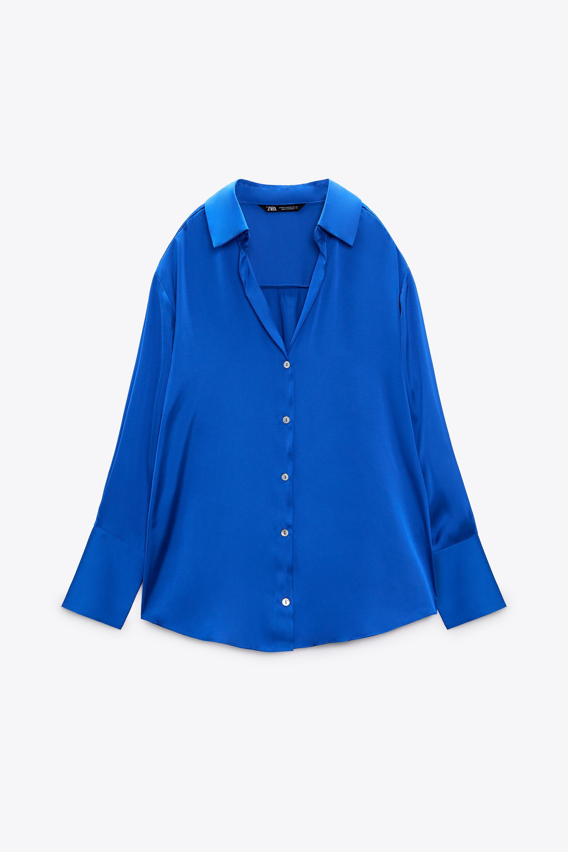 SATIN SHIRT Bluish ZARA Australia satin-shirt-bluish-zara-australia