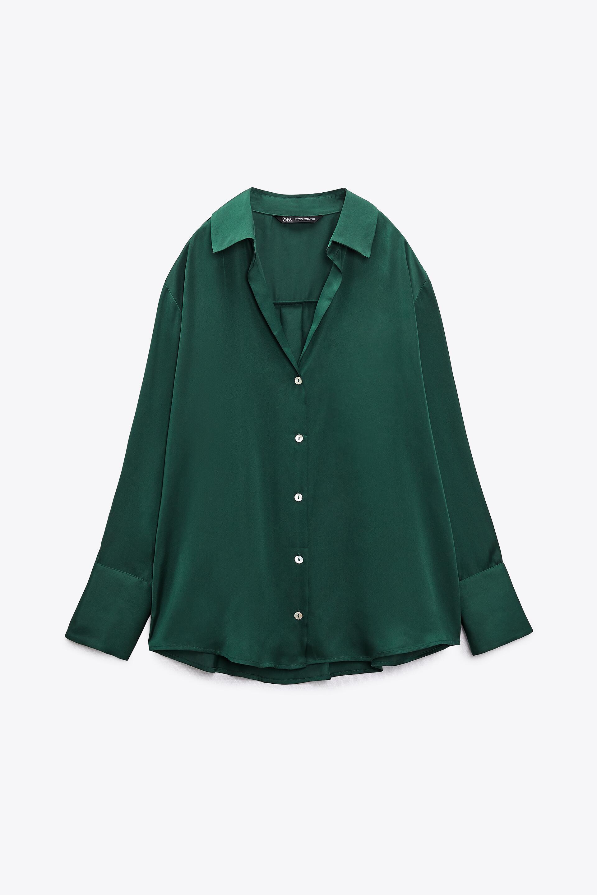 Zara FLOWY SATIN EFFECT SHIRT 224865462529