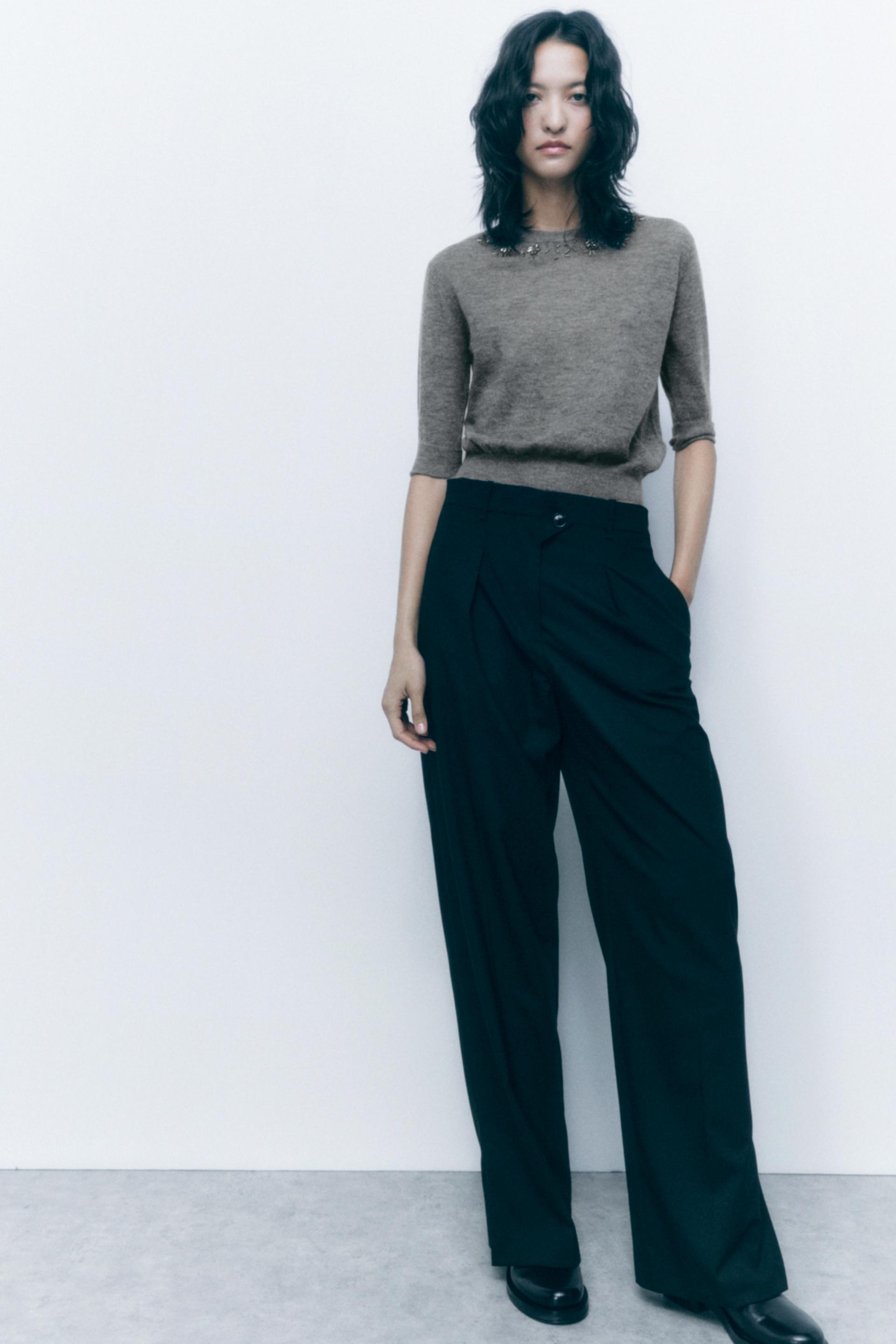 Zara BEADED KNIT SWEATER 219494300802