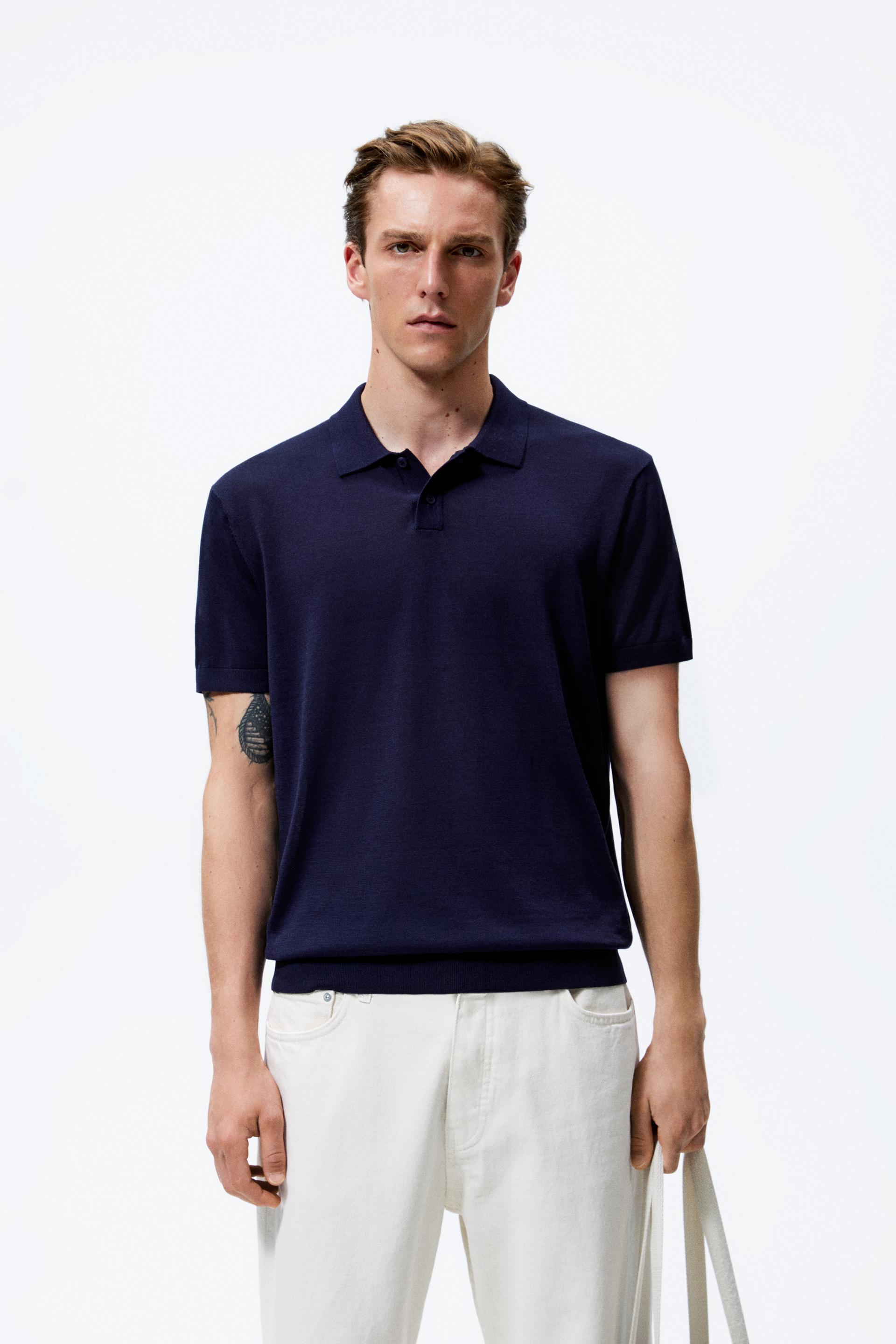 Zara COTTON AND SILK KNIT POLO SHIRT 208508730401