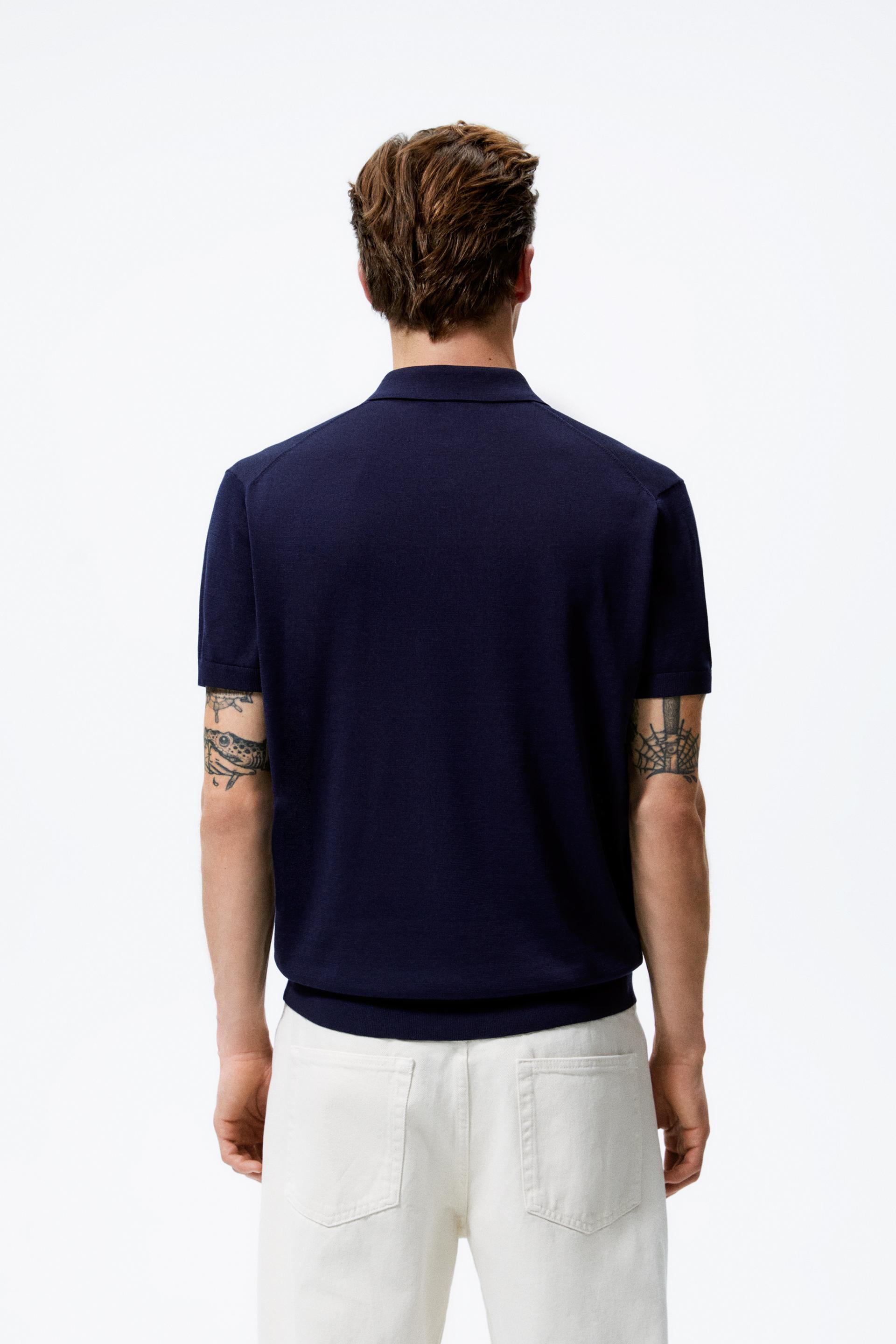 Zara COTTON AND SILK KNIT POLO SHIRT 187892384401