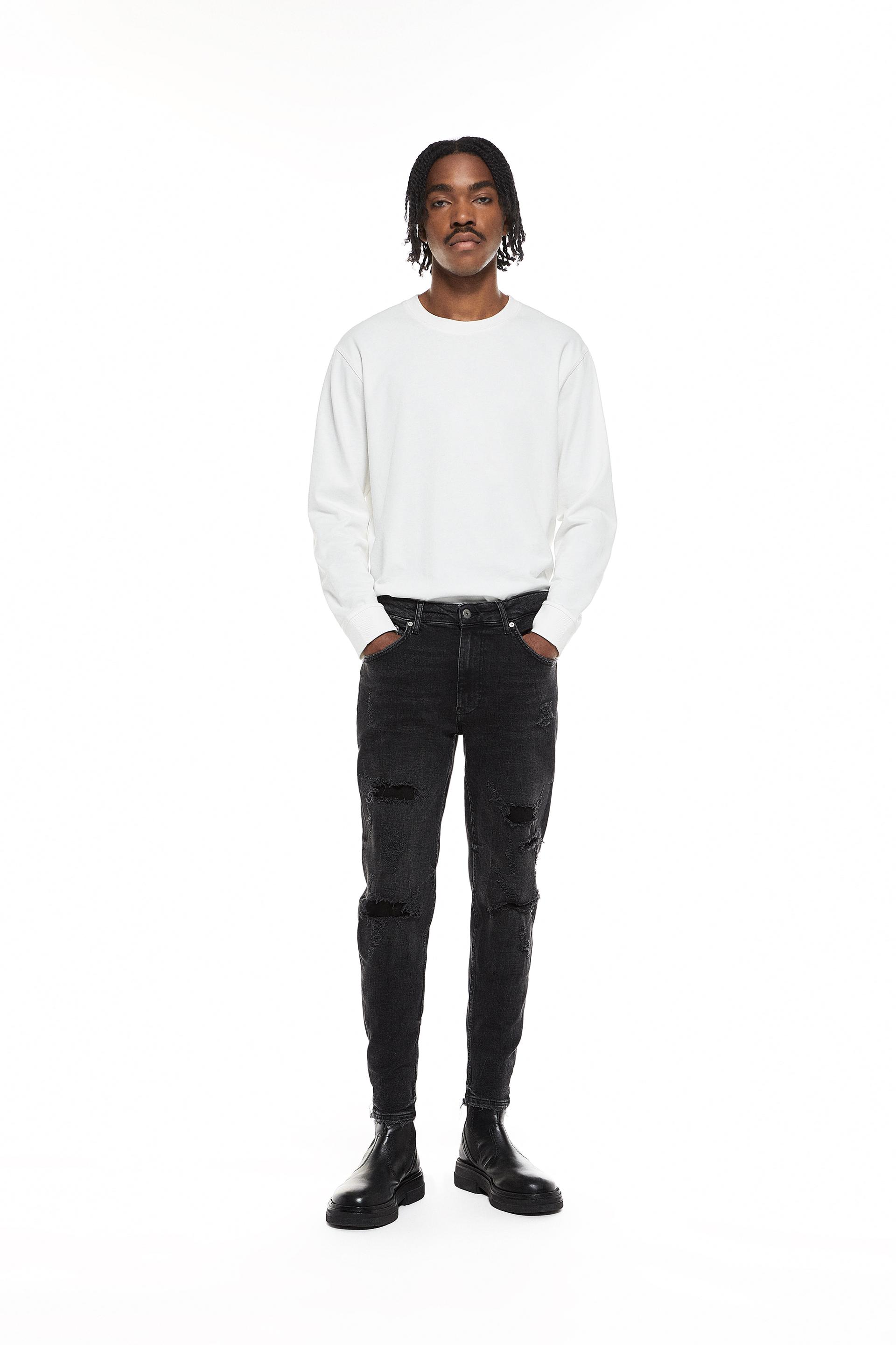 two weeks etiquette Reach out mens black ripped jeans zara