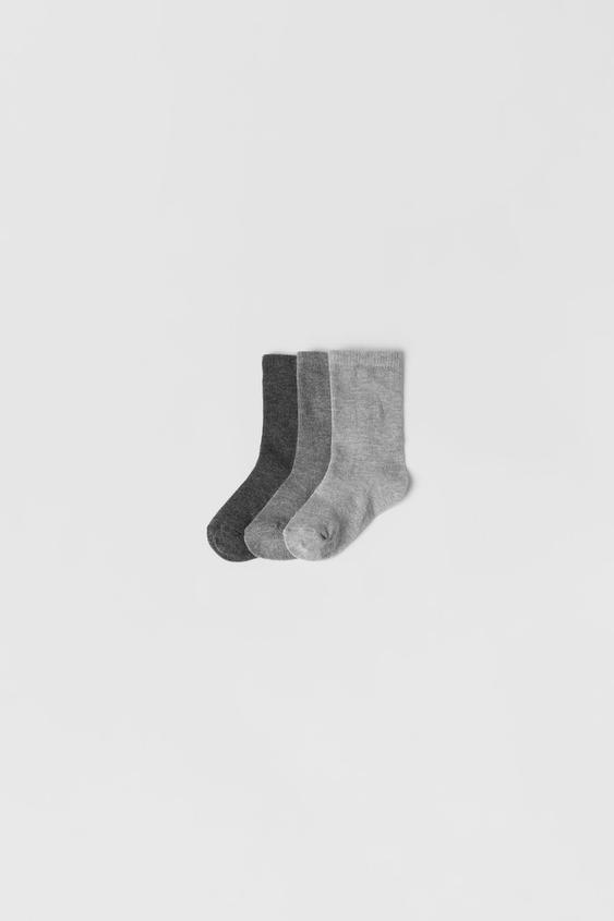 BABY/ 3PACK OF BASIC LONG SOCKS Grey marl ZARA Australia