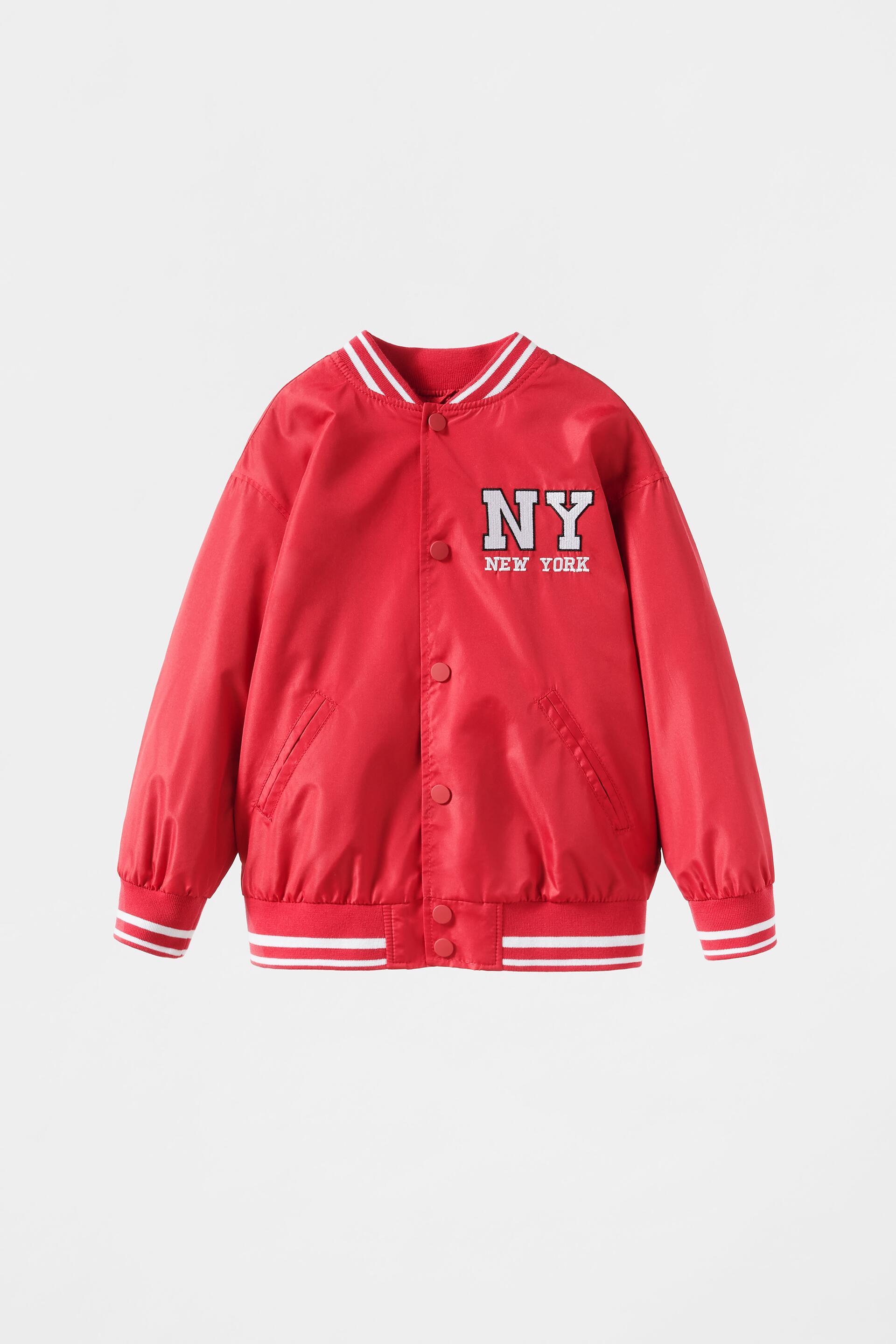 Red Zara Varsity Jacket ubicaciondepersonas.cdmx.gob.mx