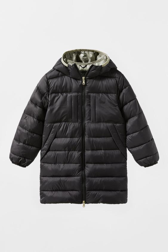 Zara Black Hooded Puffer Jacket