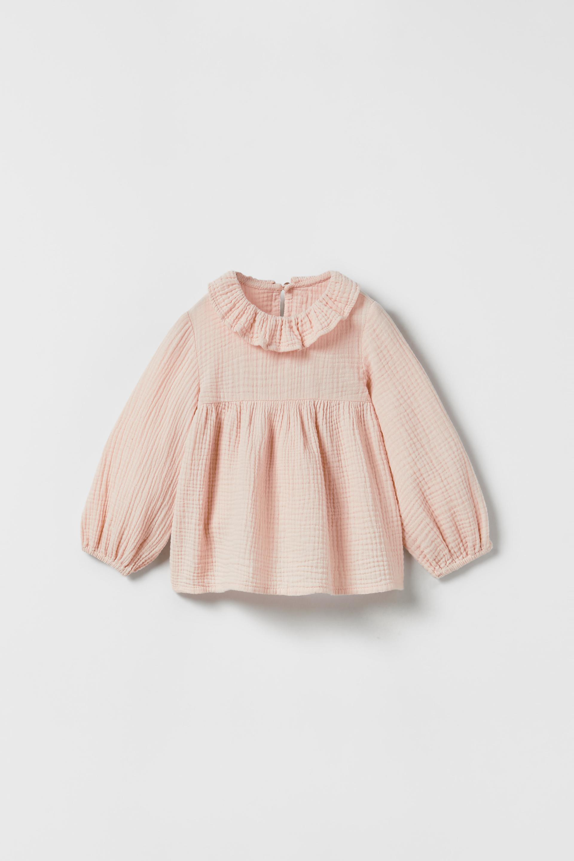 RUFFLED TEXTURED SHIRT Beigepink ZARA New Zealand