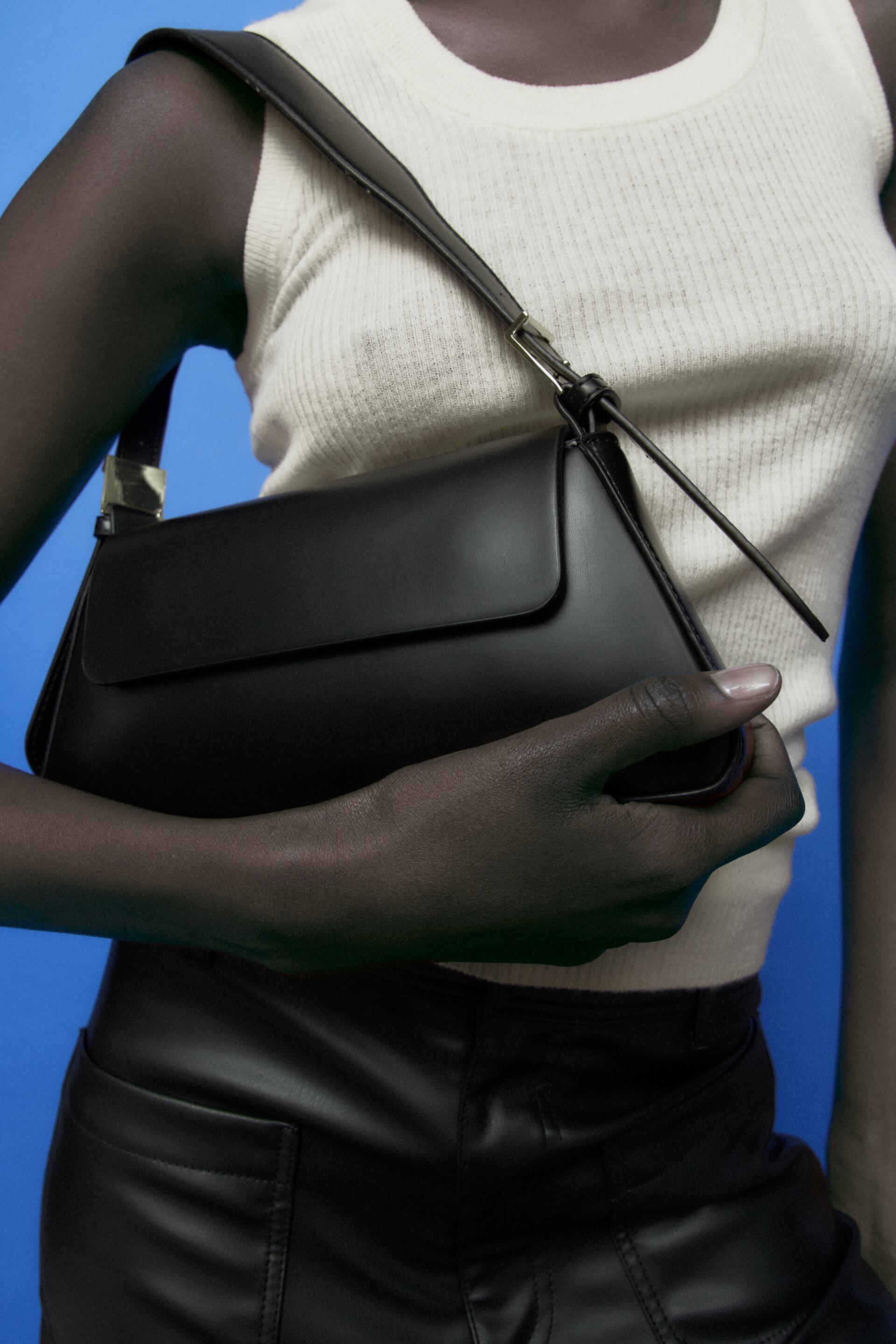 MINIMALIST SHOULDER BAG WITH FLAP Black ZARA South Africa