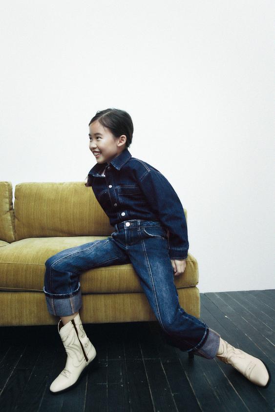 KIDS/ LEATHER COWBOY BOOTS Ecru White ZARA Angola