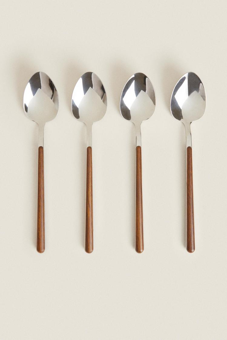 BOX 4 SPOONS WITH ROUND HANDLE DETAIL