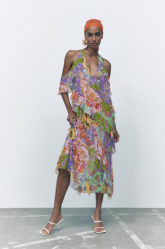 RUFFLED DRESS Multicoloured ZARA New Zealand
