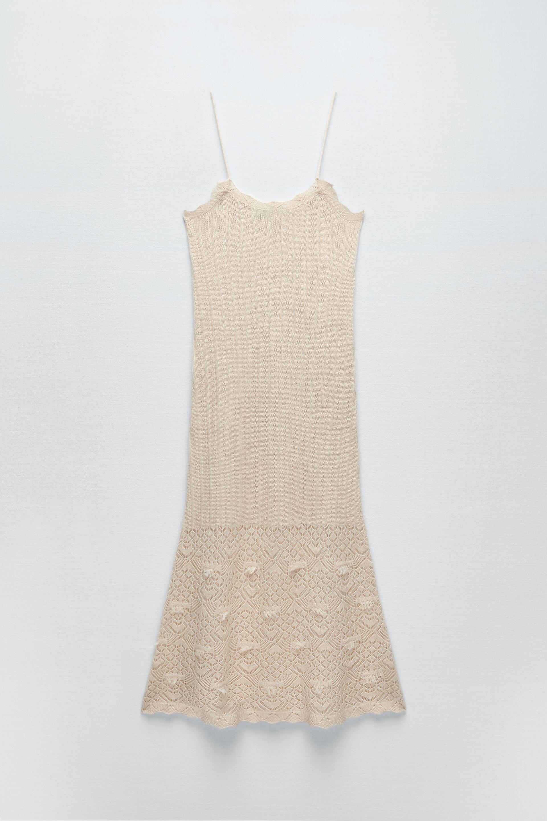 Zara POINTELLE KNIT DRESS 144401349712