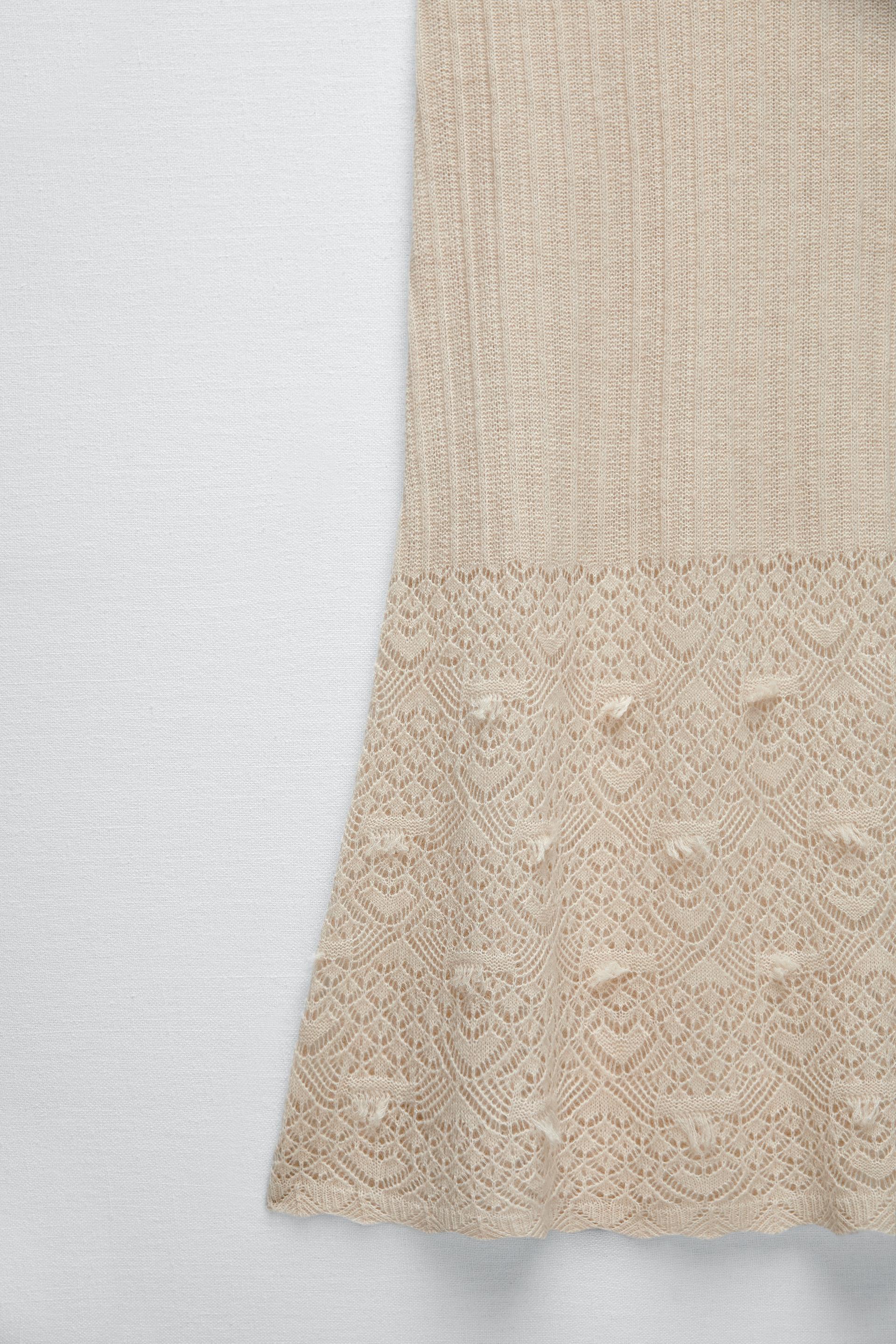 Zara POINTELLE KNIT DRESS 144401349712