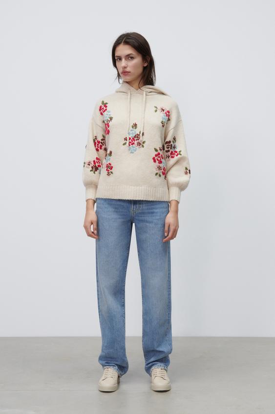zara embroidered sweatshirt