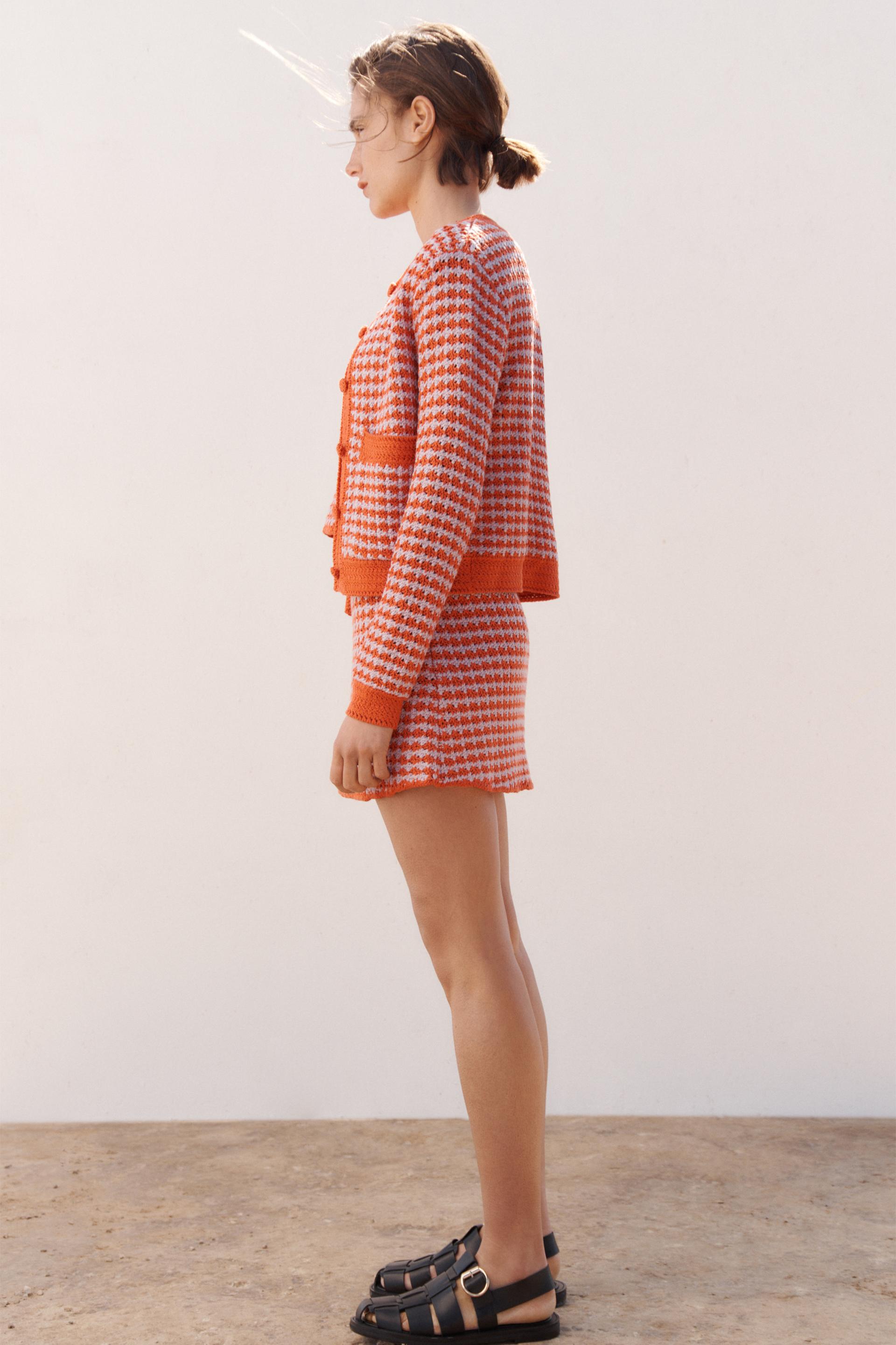 Zara CHECKERED CROCHETED CARDIGAN 156567728050