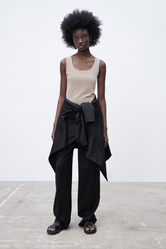 ELASTIC TOP WITH WIDE STRAPS Beige ZARA Australia