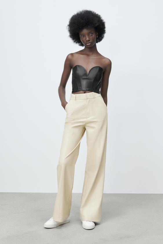 FAUX LEATHER CORSET TOP Black ZARA Canada