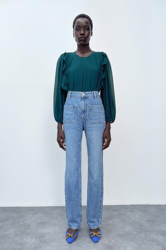 zara ruffled blouse