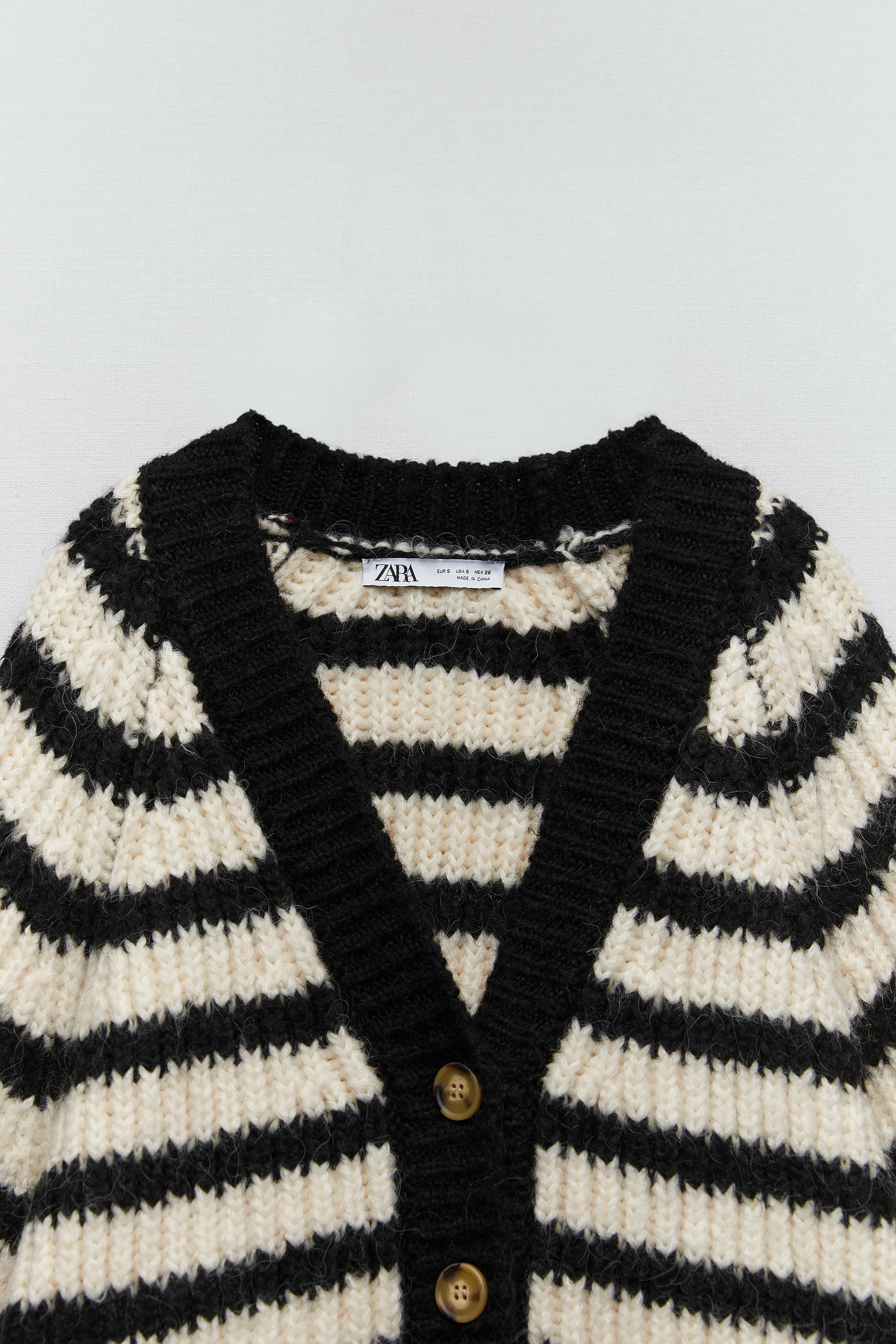 Zara OVERSIZE STRIPED KNIT CARDIGAN 179703121104