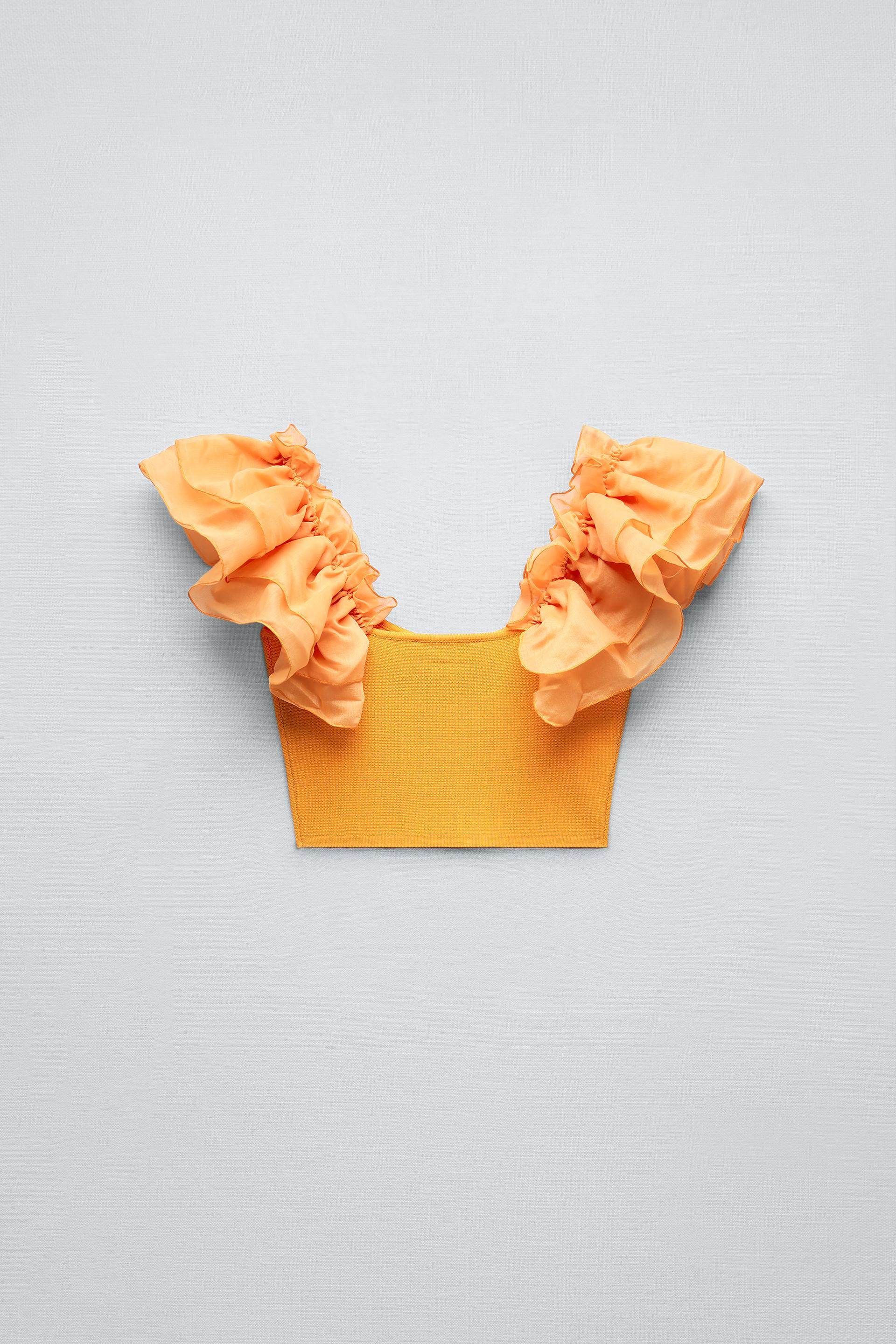 Zara COMBINATION ORGANZA KNIT TOP 158807445615