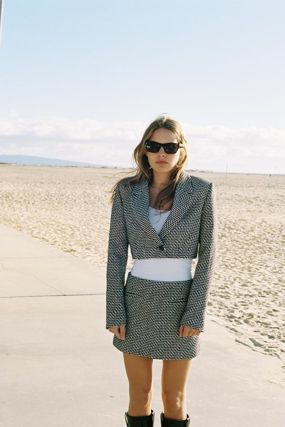 textured skort zara