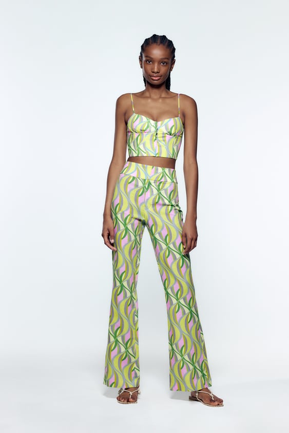 PRINTED LINEN BLEND CROP TOP - only one | ZARA United States