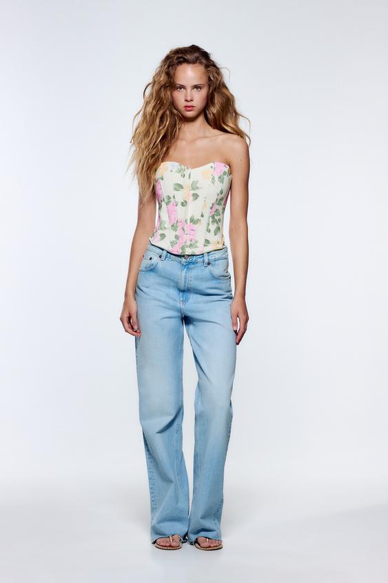 TOP TIP CORSET CU FLORI unic ZARA România