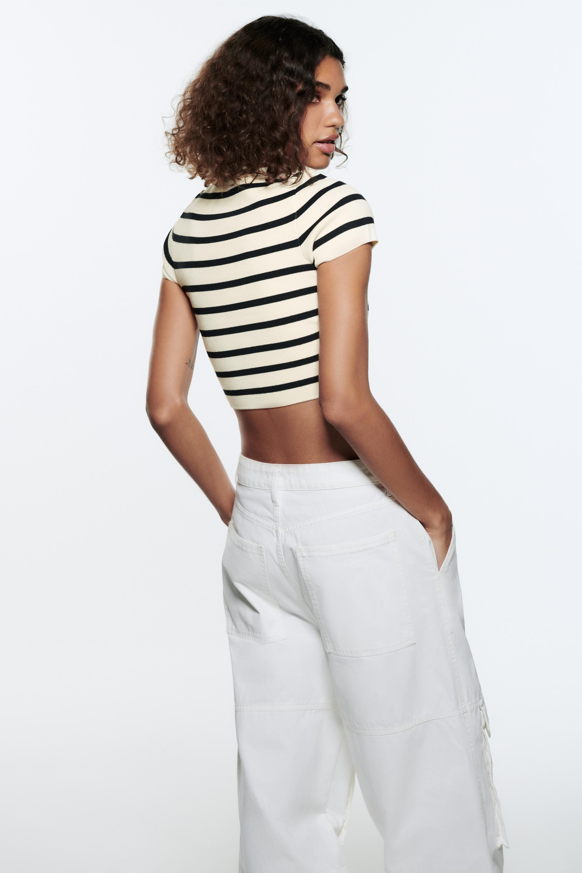 Zara BASIC CROPPED KNIT TOP 191711856104