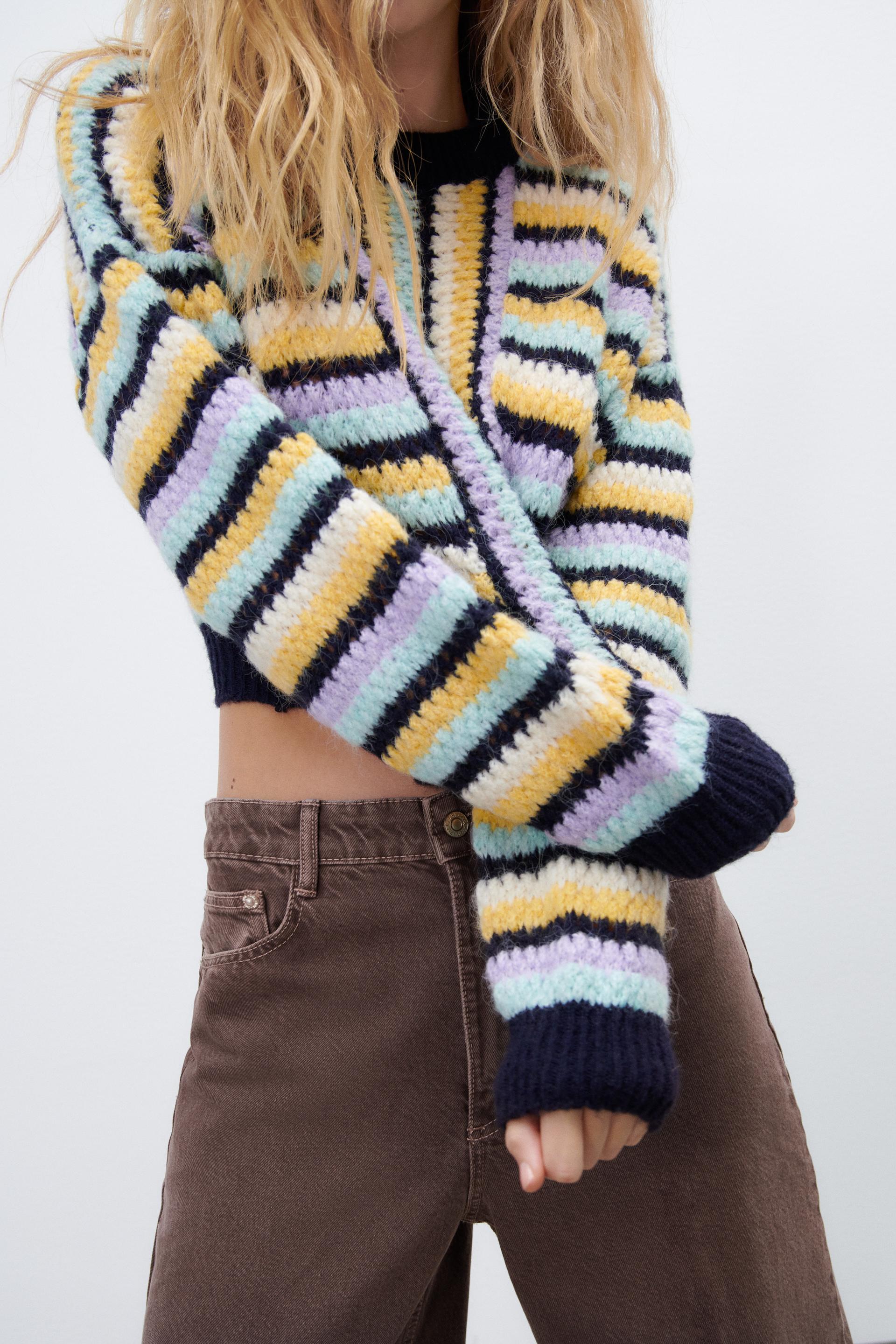 Zara STRIPED KNIT SWEATER 156796077330