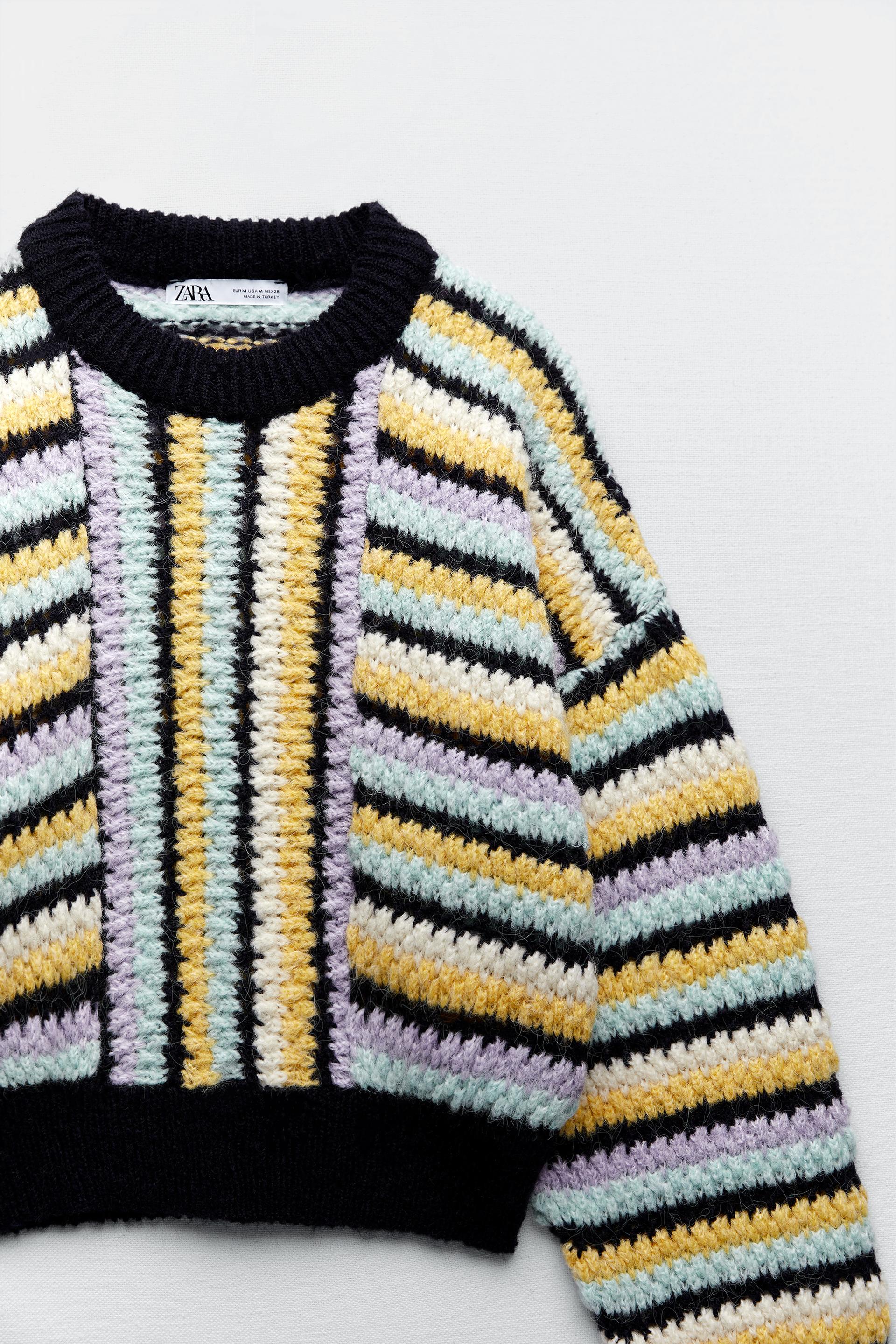 Zara STRIPED KNIT SWEATER 156796077330