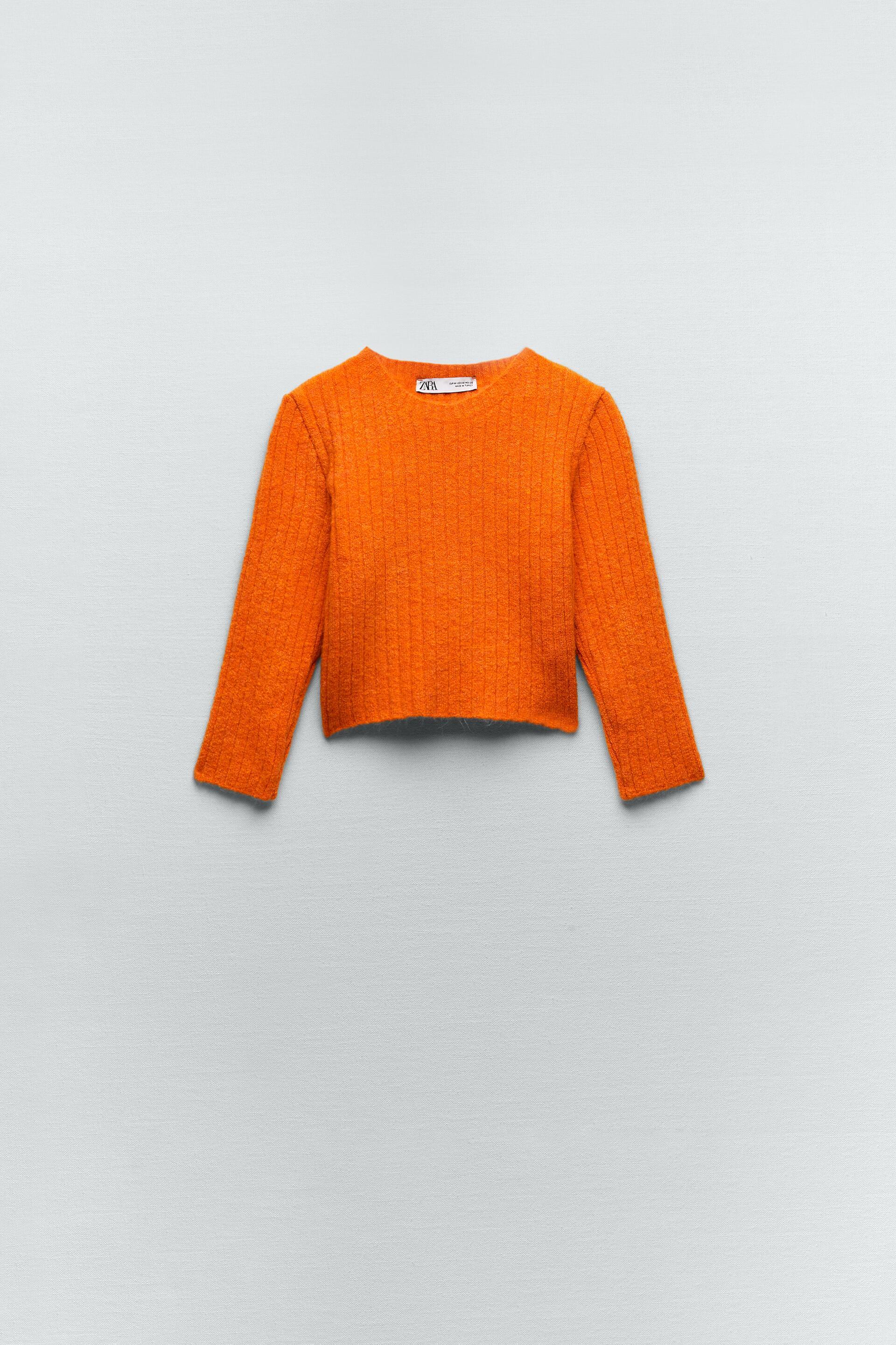 Zara RIBBED CROPPED KNIT SWEATER 135044710615
